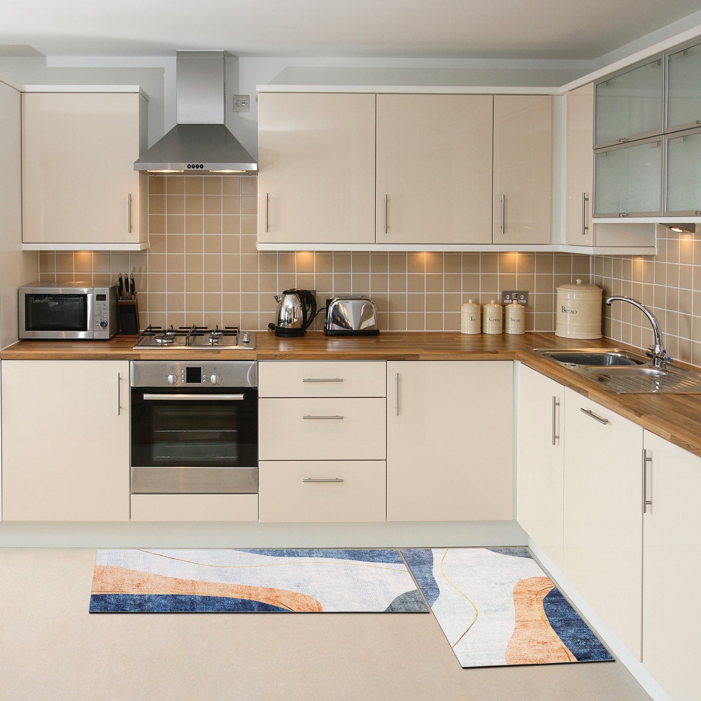 Kitchen Mats for Floor, Boho Geometry Kitchen Rugs 1 Piece, Boho Kitchen Decor