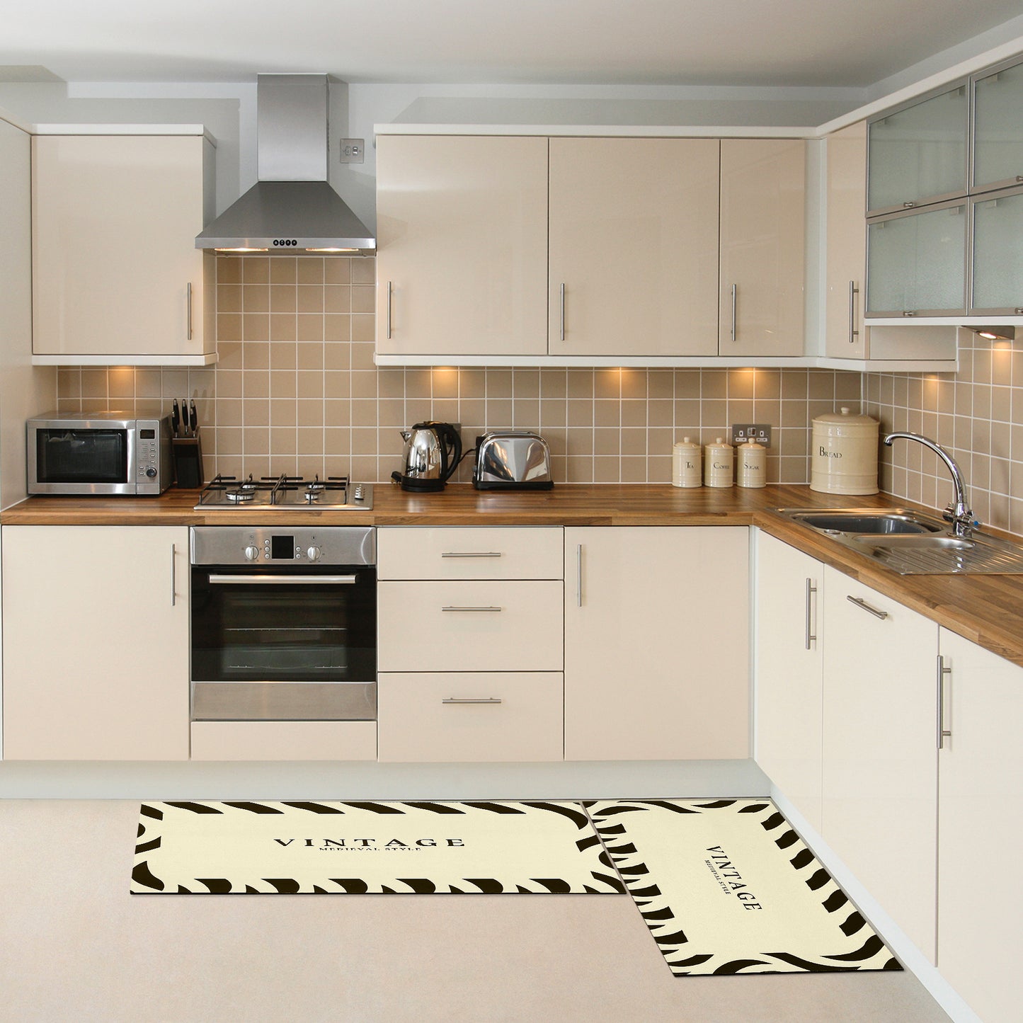 Abstract Geometric Pattern Kitchen Mats, Soft Floor Mats for Bathroom and Living Room