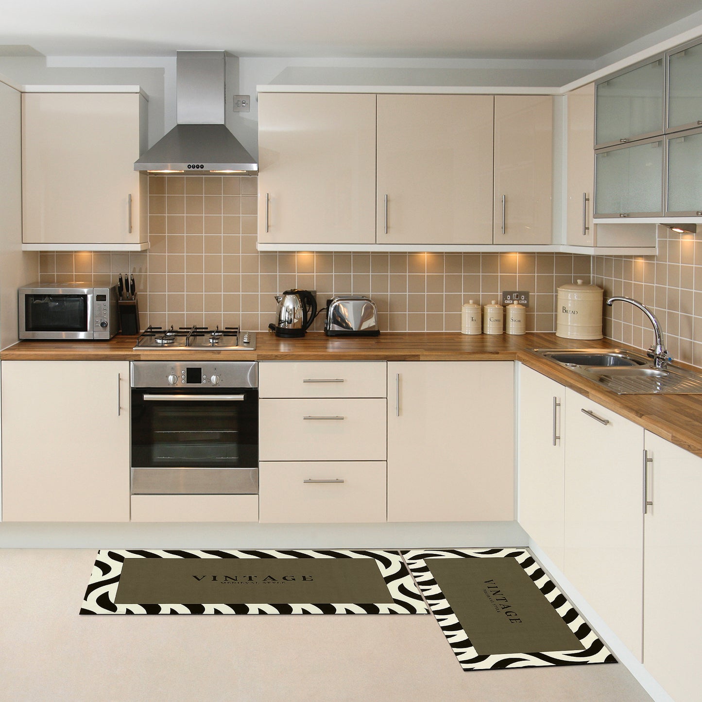 Abstract Geometric Pattern Kitchen Mats, Soft Floor Mats for Bathroom and Living Room