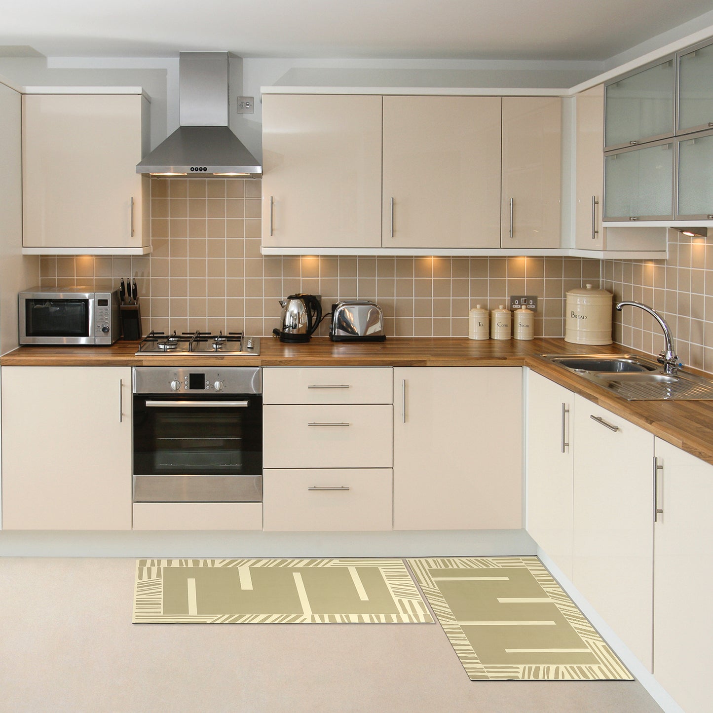 Abstract Geometric Pattern Kitchen Mats, Soft Floor Mats for Bathroom and Living Room