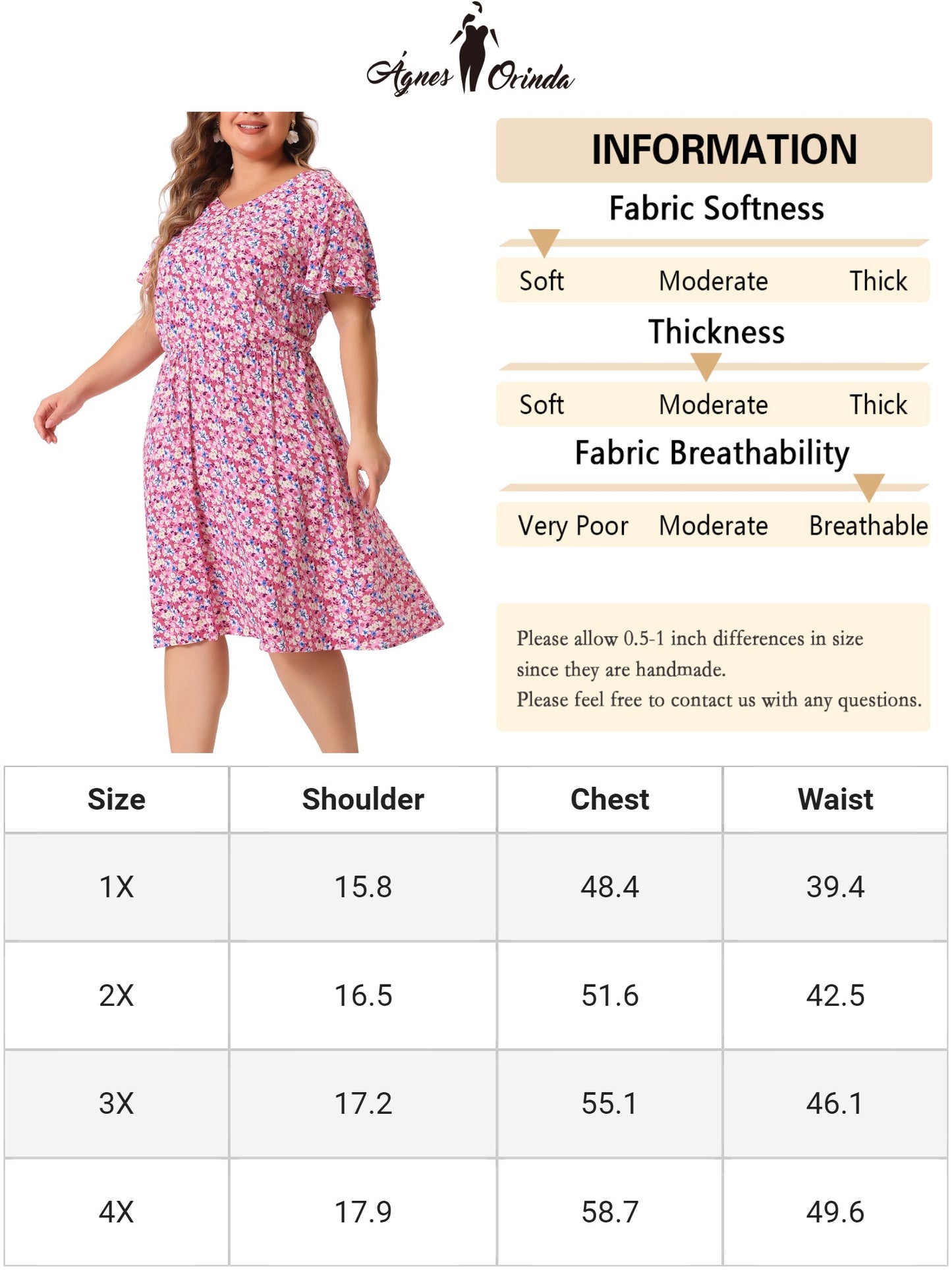 Women Plus Size Summer V Neck Flare Sleeve Sundress Peplum Midi Ruffle Dress