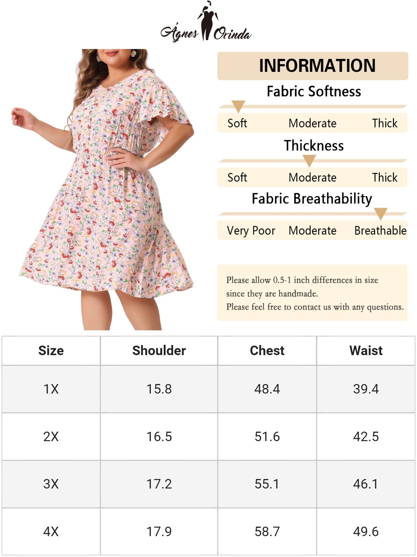 Vestido veraniego de talla grande con escote en V y mangas acampanadas para mujer, vestido midi con volantes y peplum