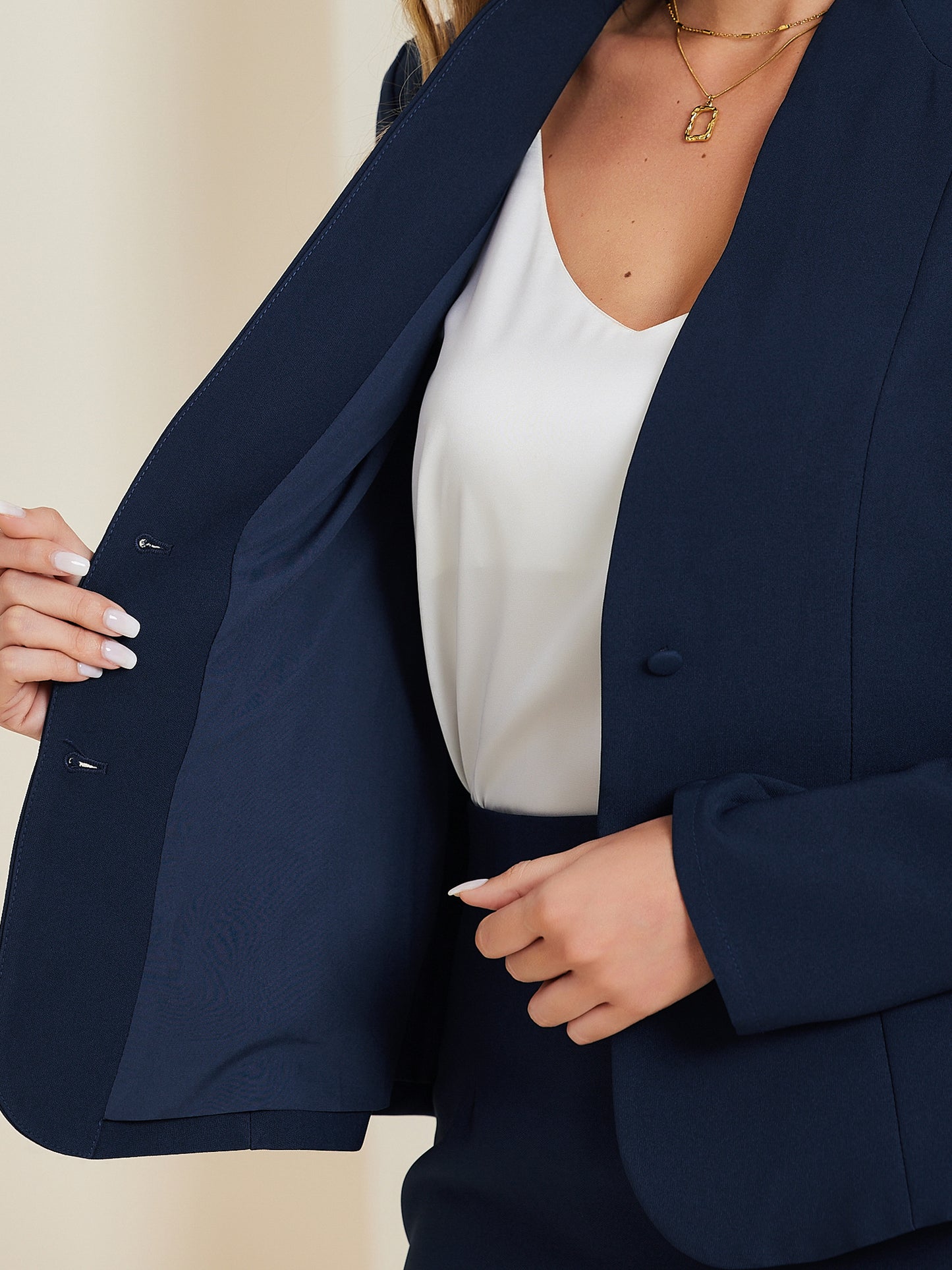 Women's 2 Piece Suit Skirt Set Business Formal Collarless Blazer and Pencil Skirt (Available in Plus Size)