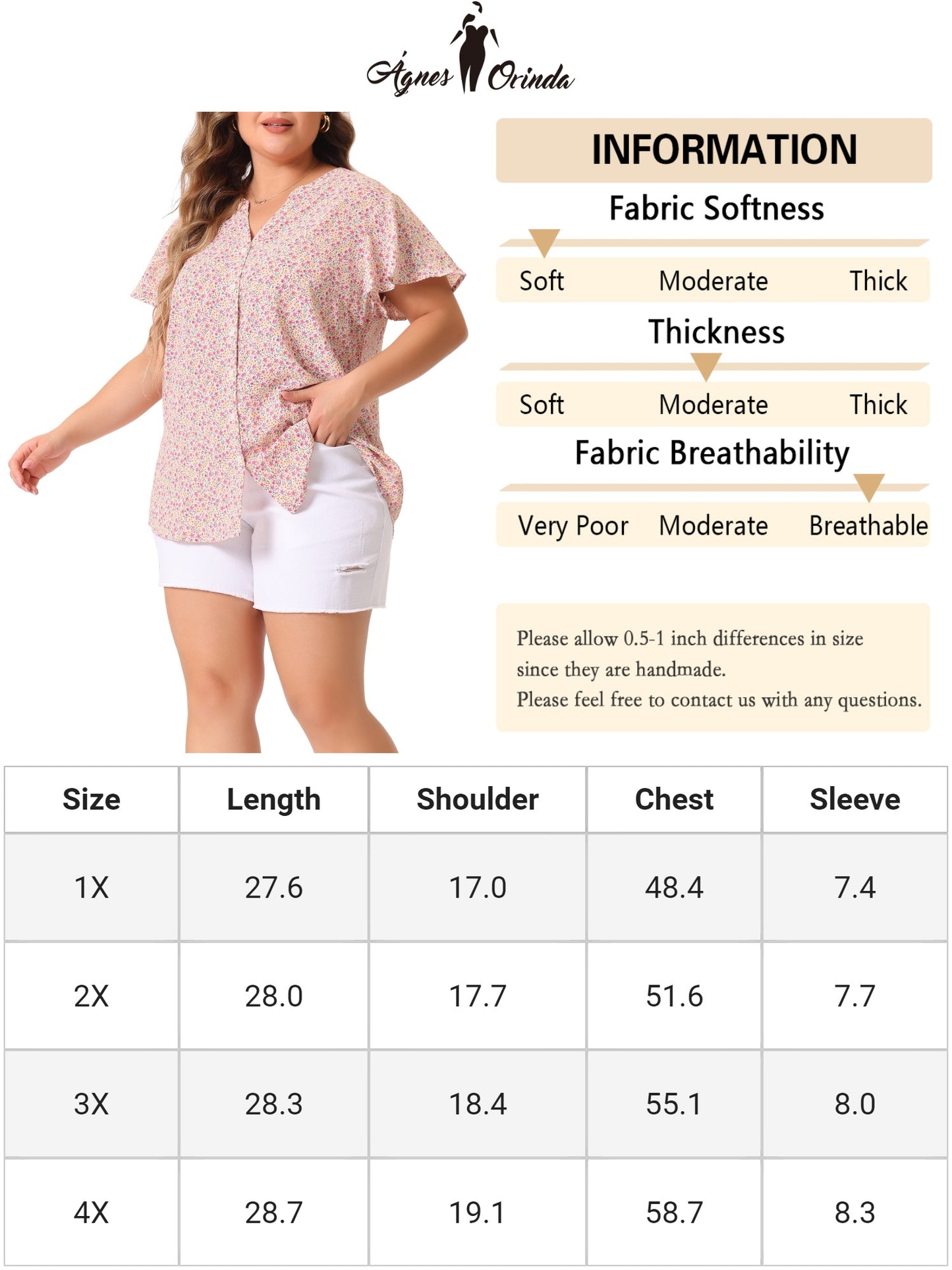 Blusa de gasa con mangas cortas, acampanada y botones, con estampado floral, para mujer, talla grande