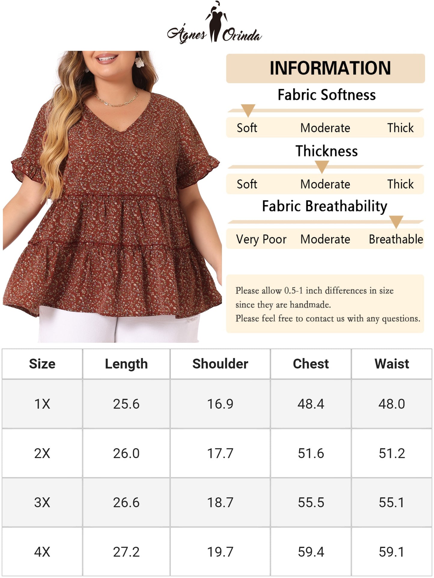 Women's Plus Size Blouse Summer Tops V Neck Short Sleeve Boho Floral Babydolls Blouse