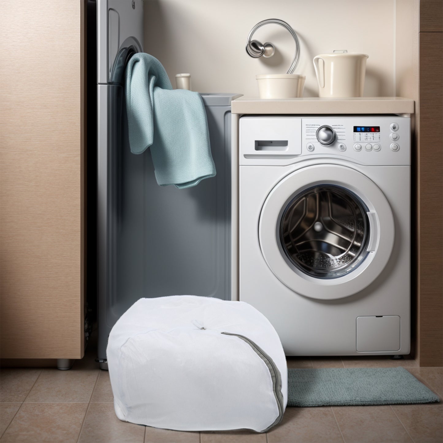 Thickened Mesh Laundry Bags Laundry Wash Bag for Bathroom 9.84"x9.84" White