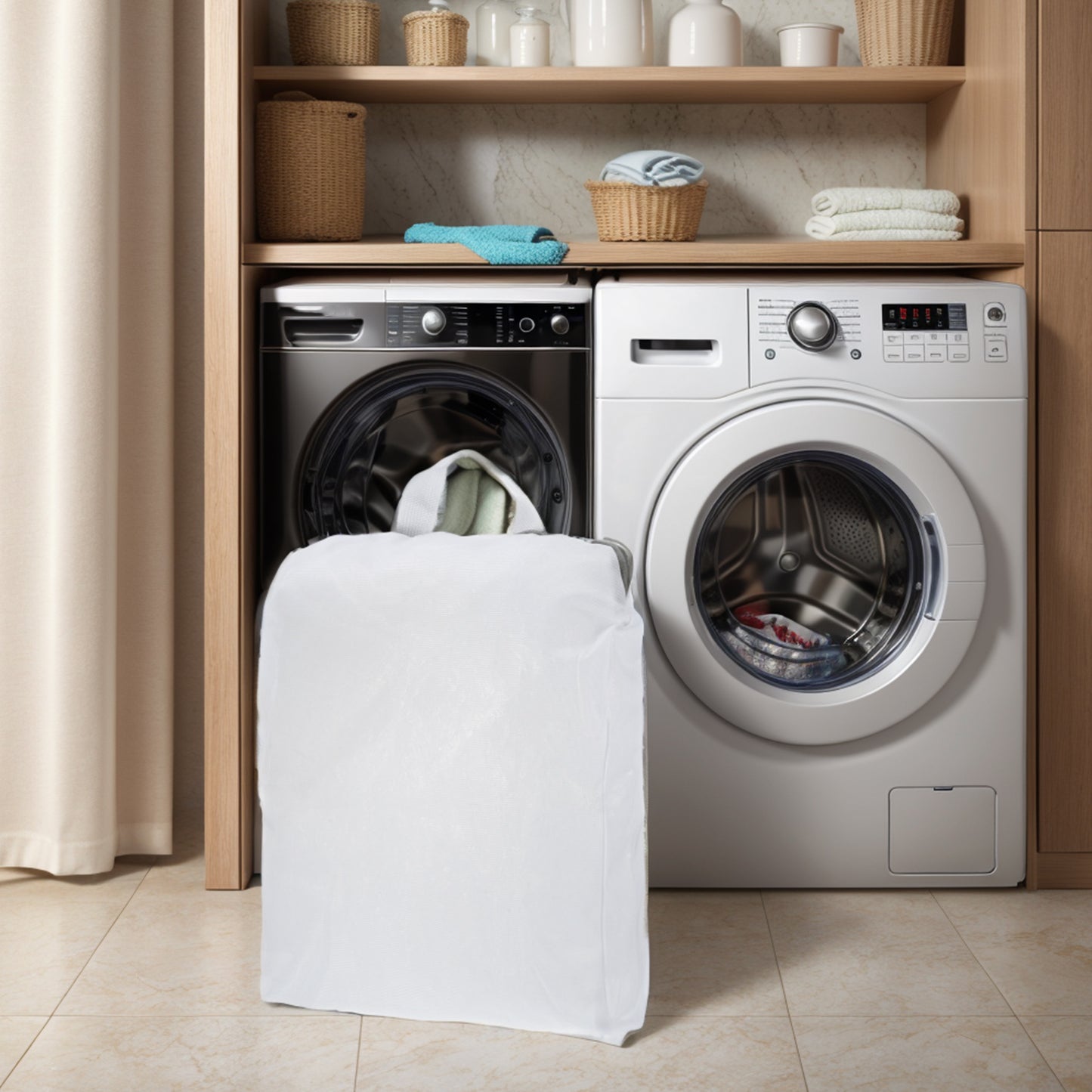 Portable Laundry Bag for Laundry Room 11.81"x3.15"x15.75" White Gray