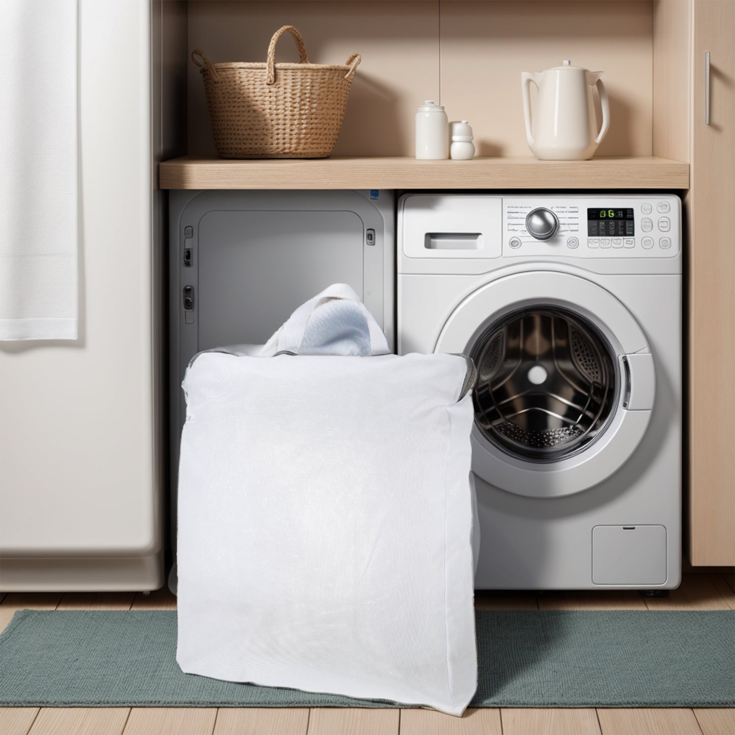 Portable Laundry Bag for Laundry Room 15.75"x3.94"x19.69" White Gray