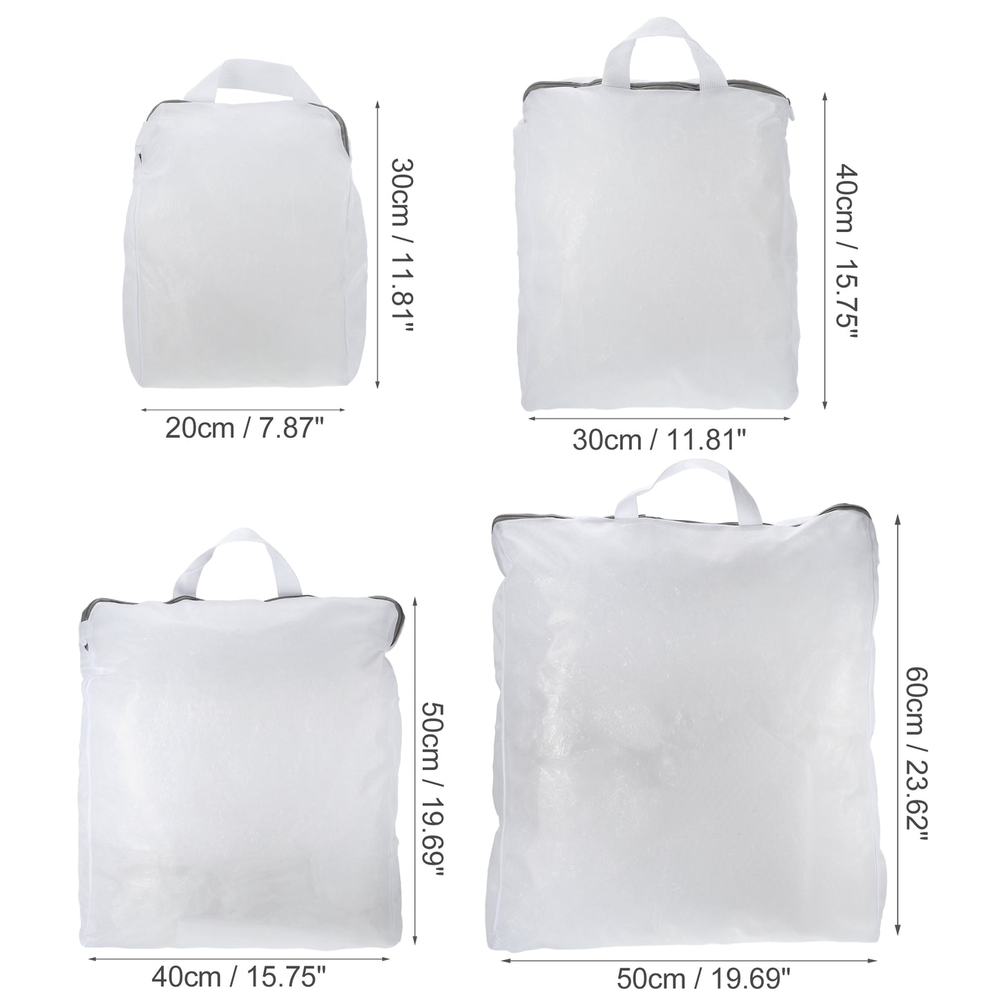 Portable Laundry Bags Laundry Wash Bags 4 Pcs Set White Gray