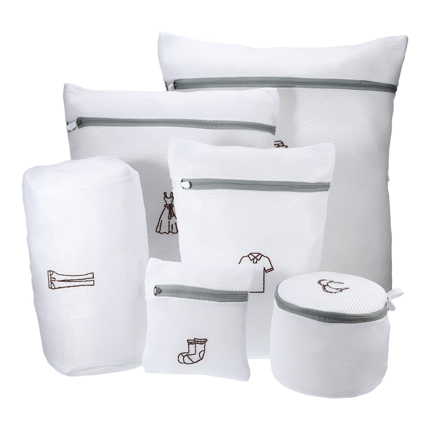 6 Pcs Set Folding Portable Laundry Bag for Laundry Bathroom 23.62"x19.69" White