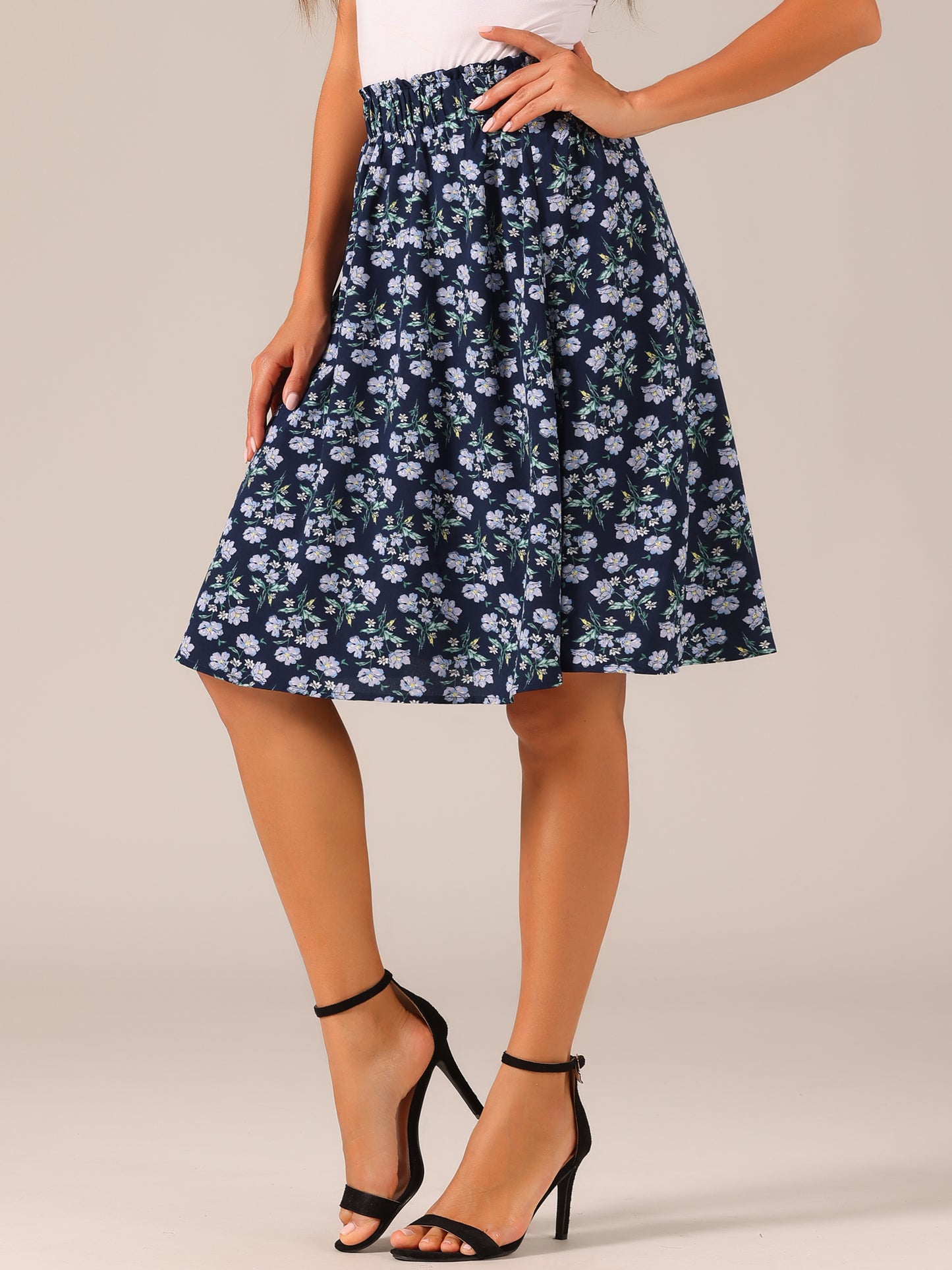 Falda floral de verano de corte A hasta la rodilla para mujer