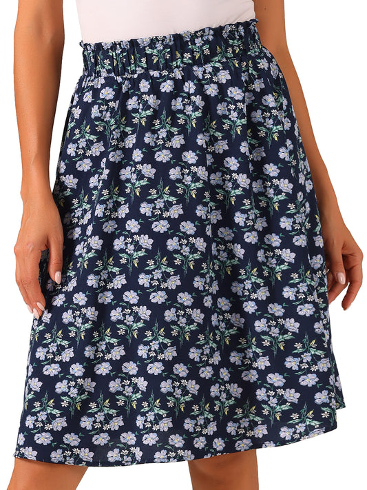 Falda floral de verano de corte A hasta la rodilla para mujer