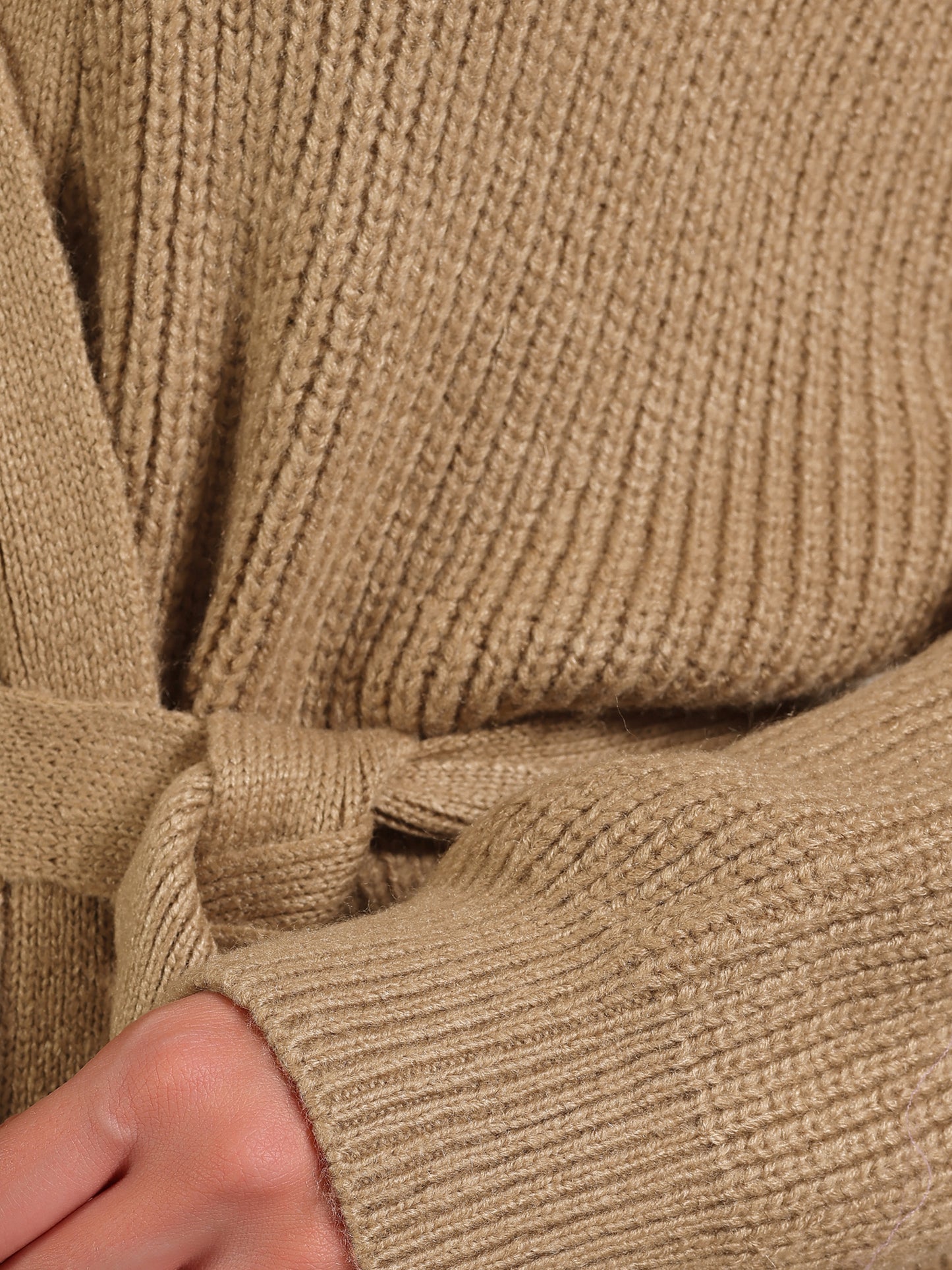 Women's Winter Wool Blend Sweater Coat Long Sleeve Tie Belt Long Cardigan