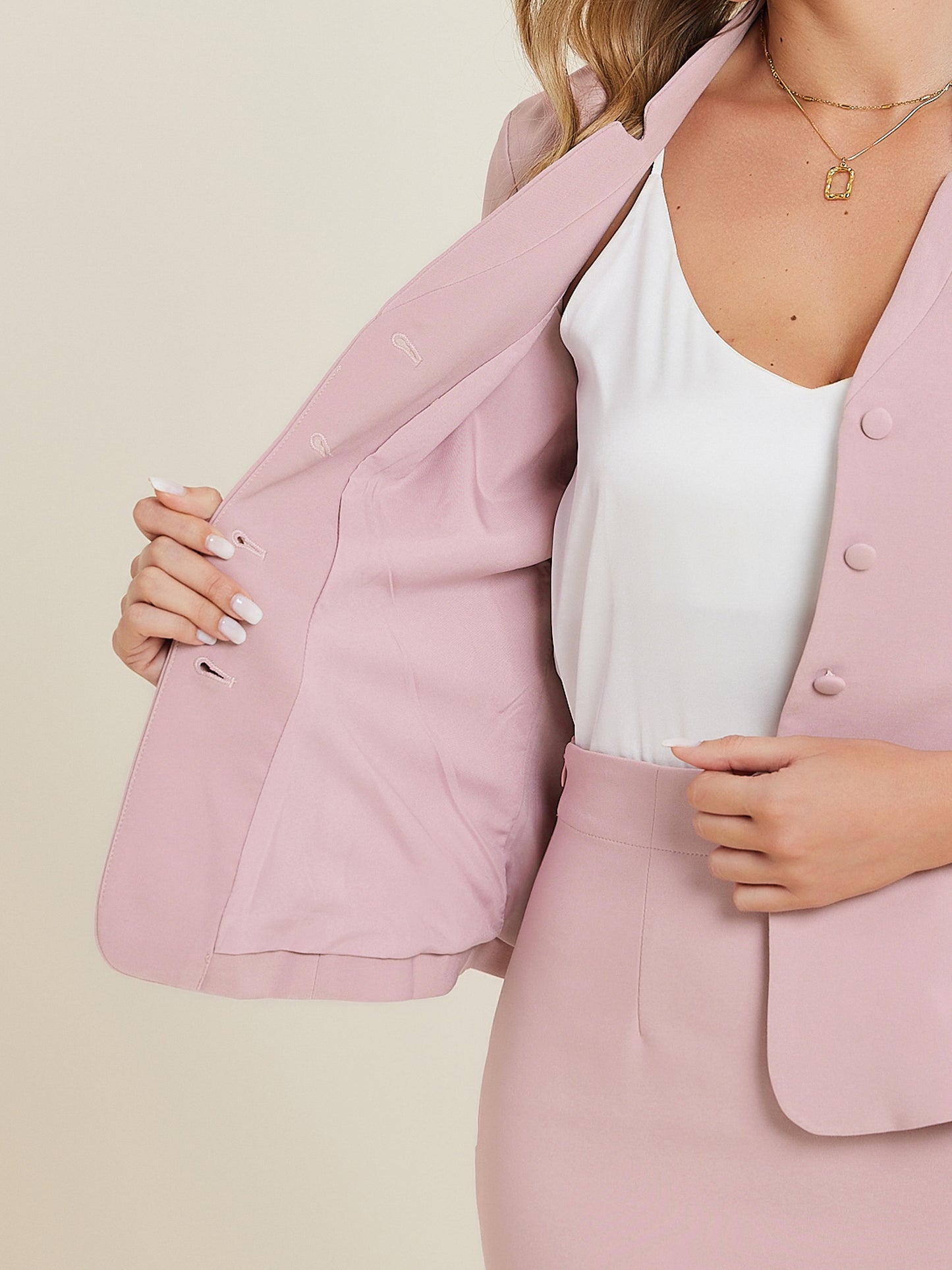 Women's 2 Piece Suit Skirt Set Notched Collar Casual Business Blazer Pencil Skirt