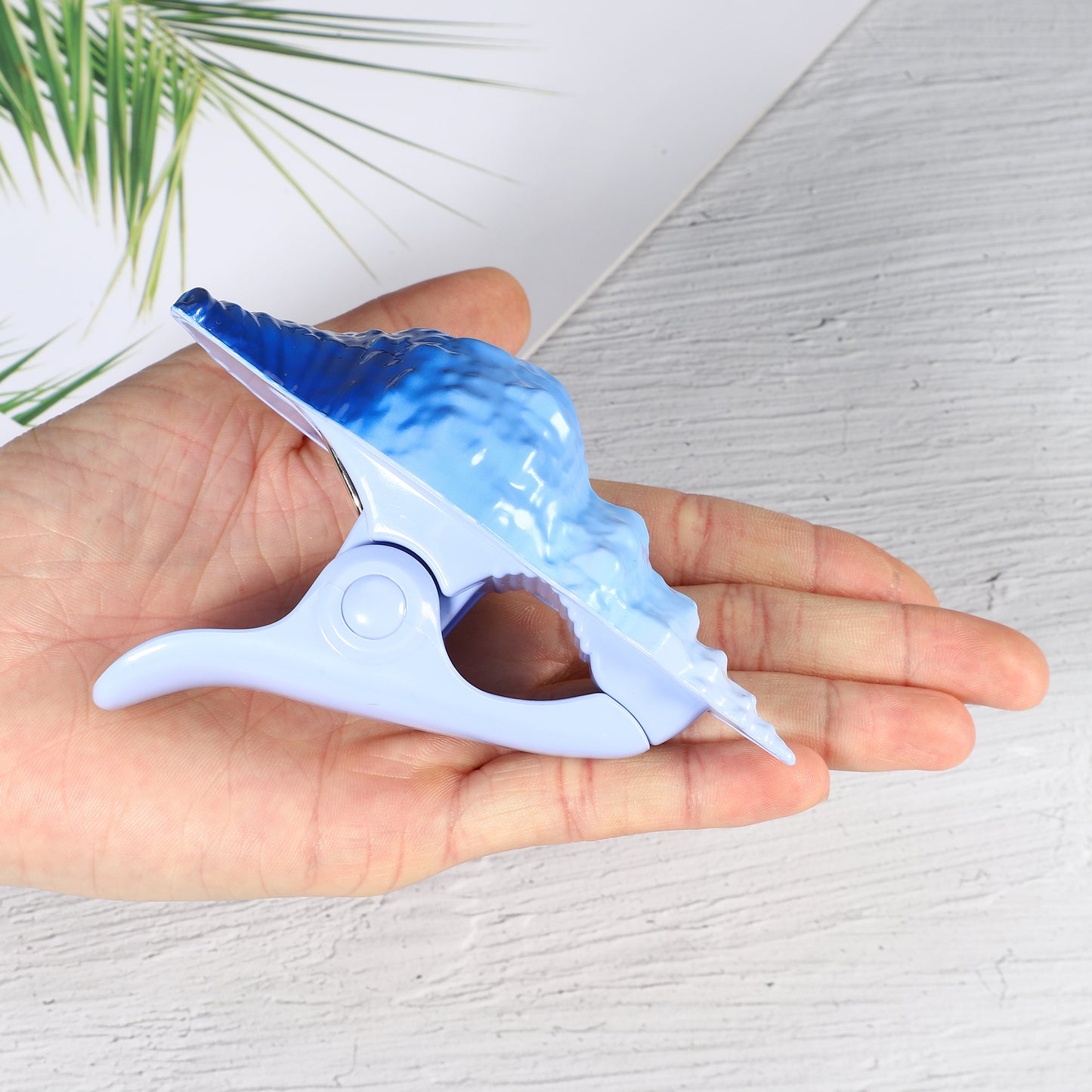 Conch ABS Metal Clothespins for Clothes Craft Pictures 4 Pcs Set Blue