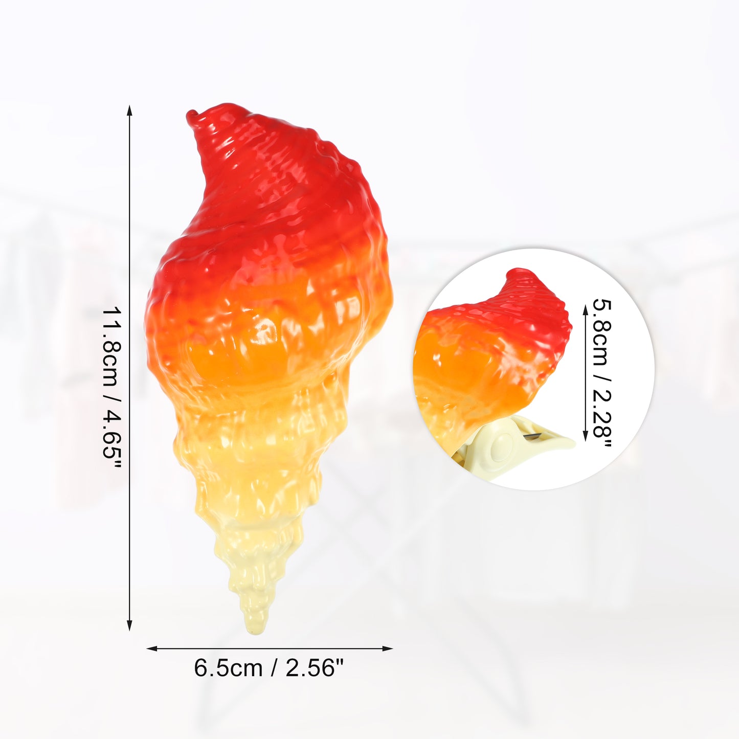 Conch ABS Metal Clothespins for Clothes Craft Pictures 4 Pcs Set Orange