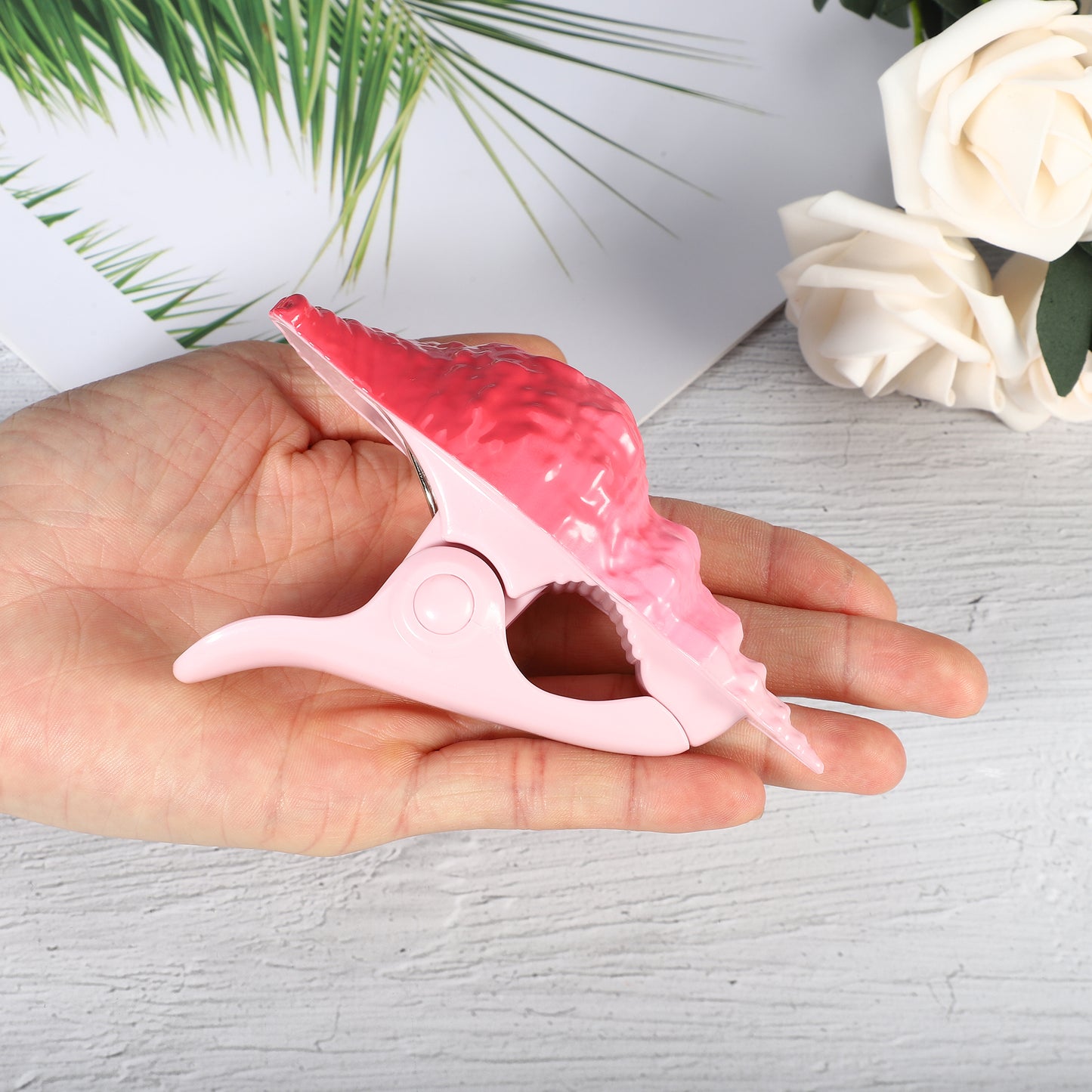 Conch ABS Metal Clothespins for Clothes Craft Pictures 4 Pcs Set Pink