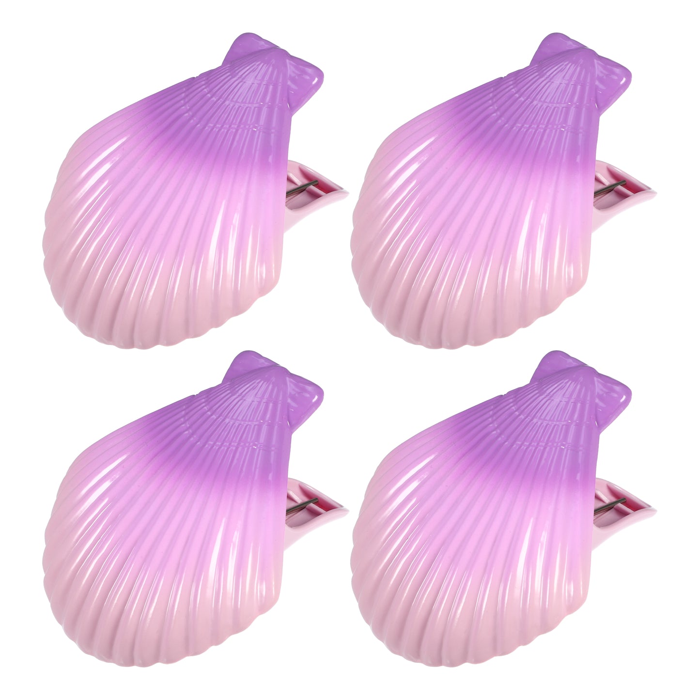 Shell ABS Metal Clothespins for Clothes Craft Pictures 4 Pcs Set Purple
