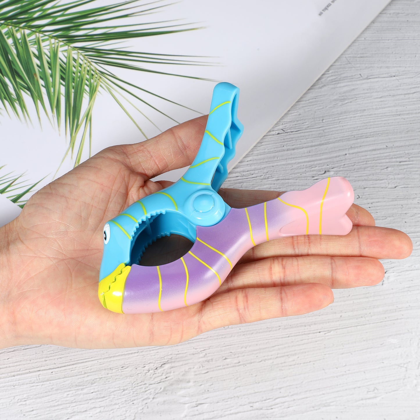 Clownfish ABS Metal Clothespins for Clothes 4.53"x3.39"x1.50" 4 Pcs Blue Purple