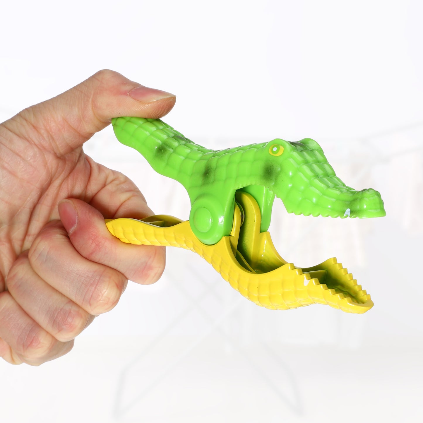 Crocodile ABS Metal Clothespins for Clothes Craft Pictures 4 Pcs Set Yellow Green