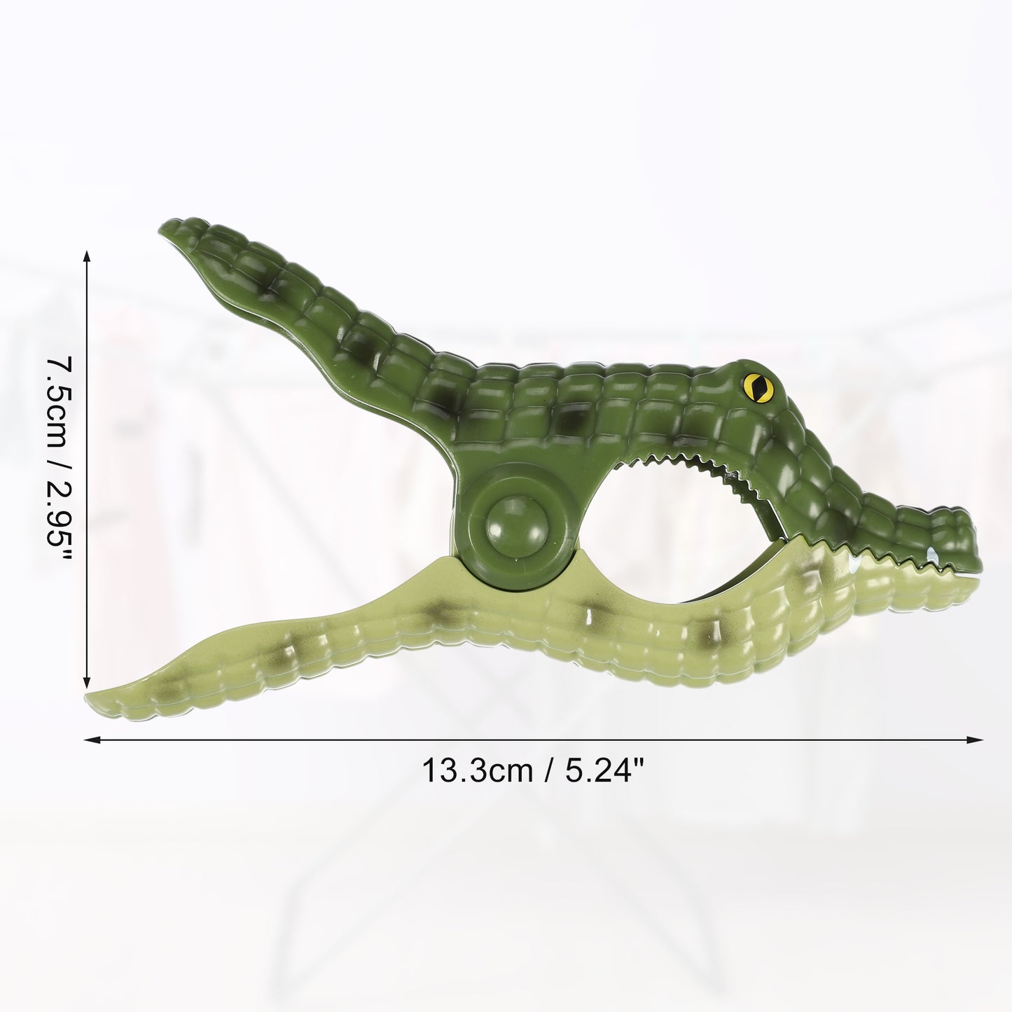 Crocodile ABS Metal Clothespins for Clothes Craft Pictures 4 Pcs Set Dark Green Green