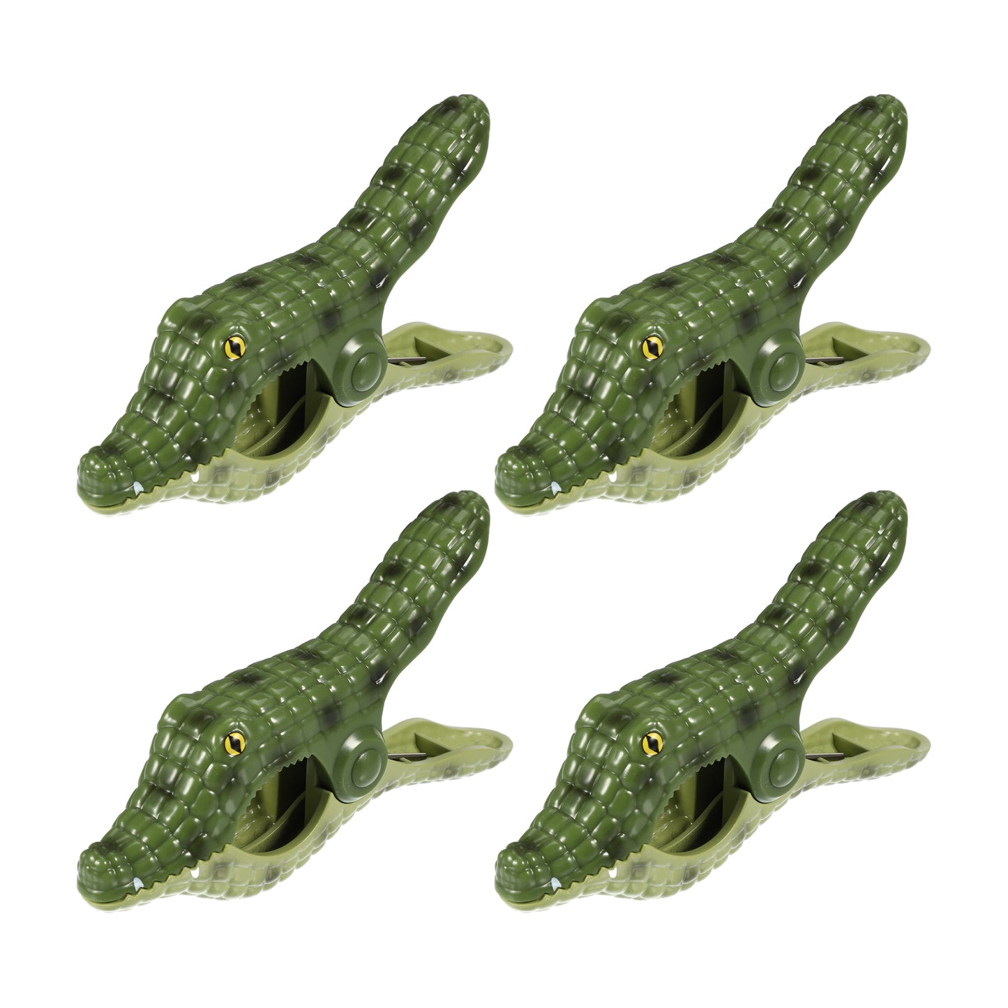 Crocodile ABS Metal Clothespins for Clothes Craft Pictures 4 Pcs Set Dark Green Green