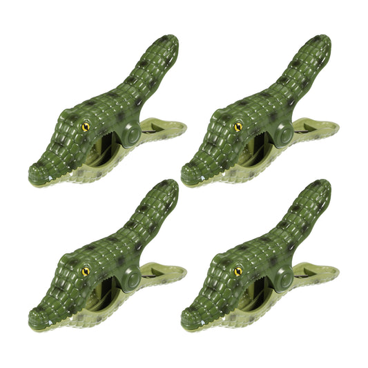 Crocodile ABS Metal Clothespins for Clothes Craft Pictures 4 Pcs Set Dark Green Green