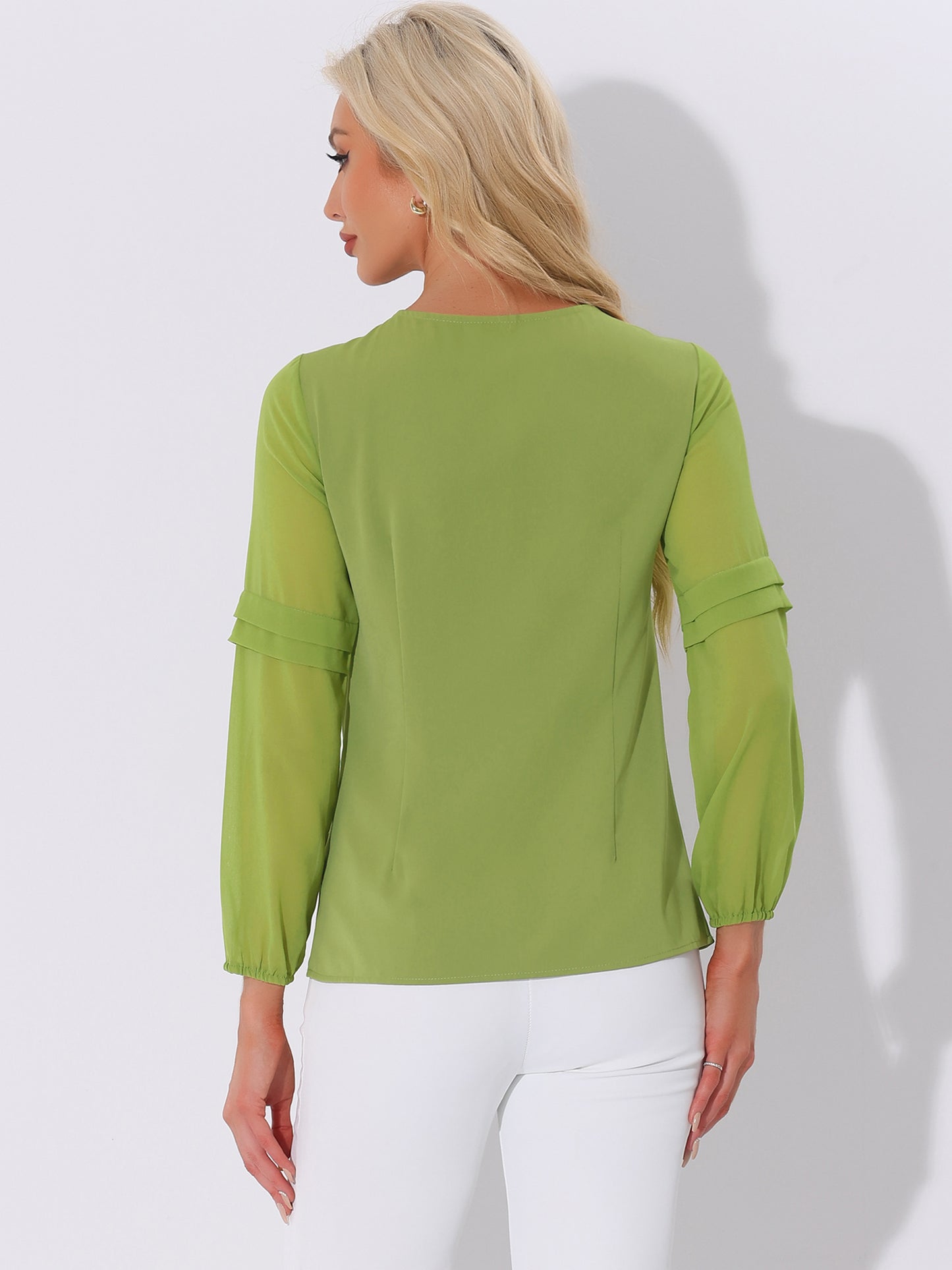 Women's Keyhole Neck Long Sleeve Business Casual Blouse Shirt