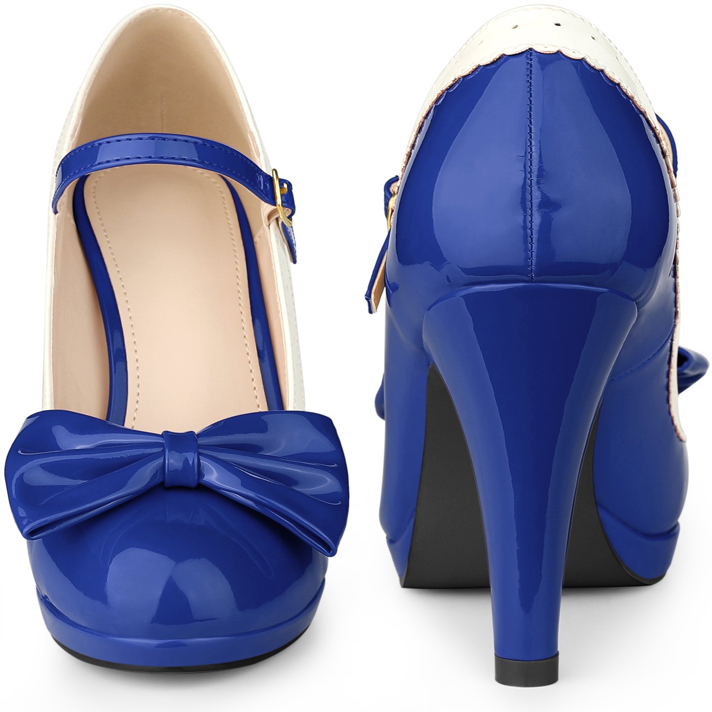 Zapatos retro para mujer con plataforma y lazo, tacones de aguja, zapatos Mary Jane