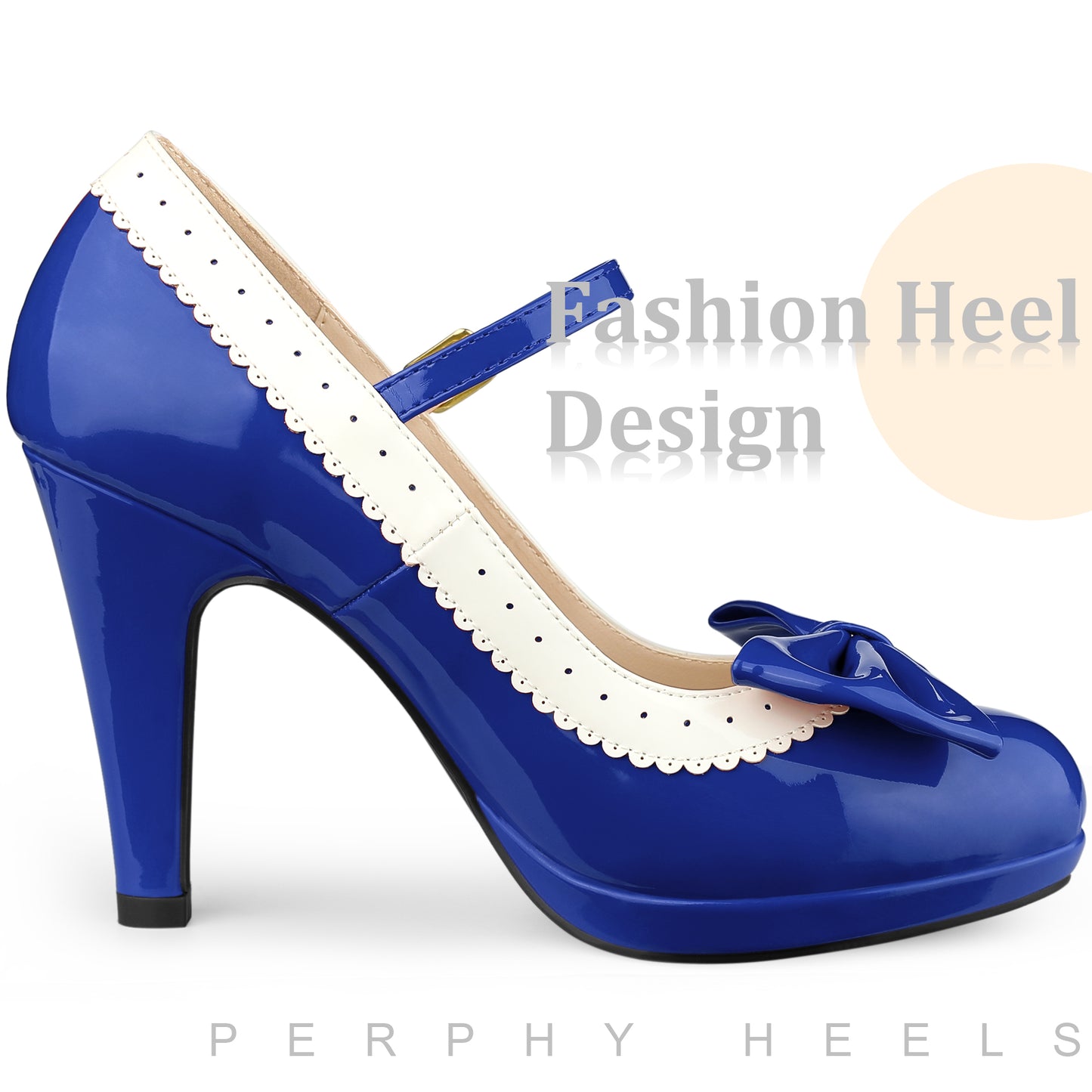 Zapatos retro para mujer con plataforma y lazo, tacones de aguja, zapatos Mary Jane
