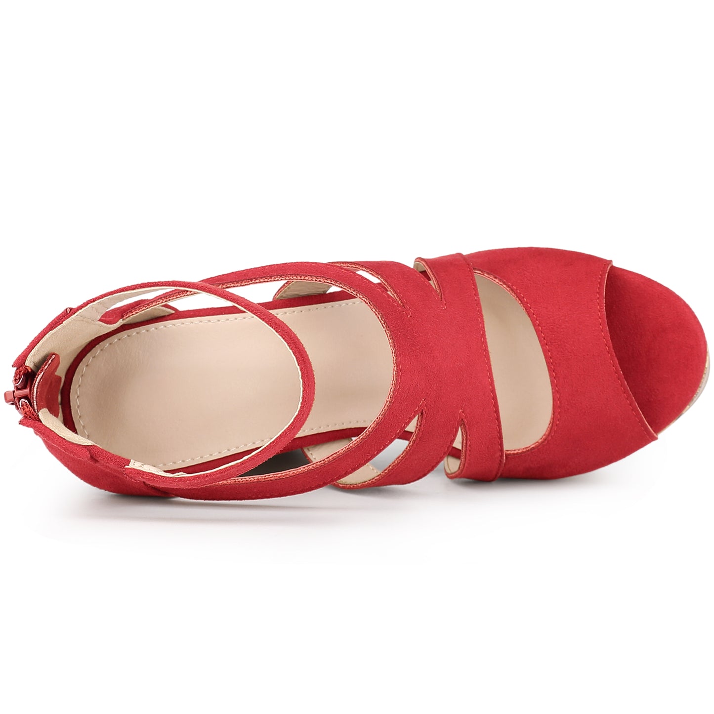 Women's Platform Peep Toe Cutout Caged Cork Wedge Heel Sandals