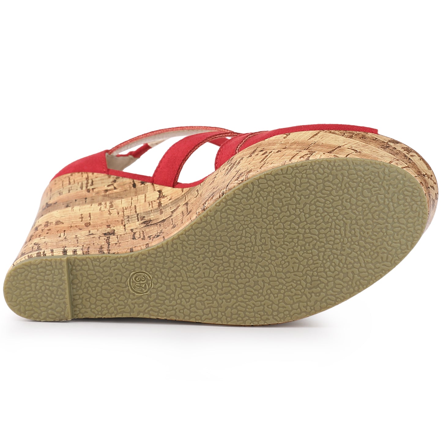 Women's Platform Peep Toe Cutout Caged Cork Wedge Heel Sandals