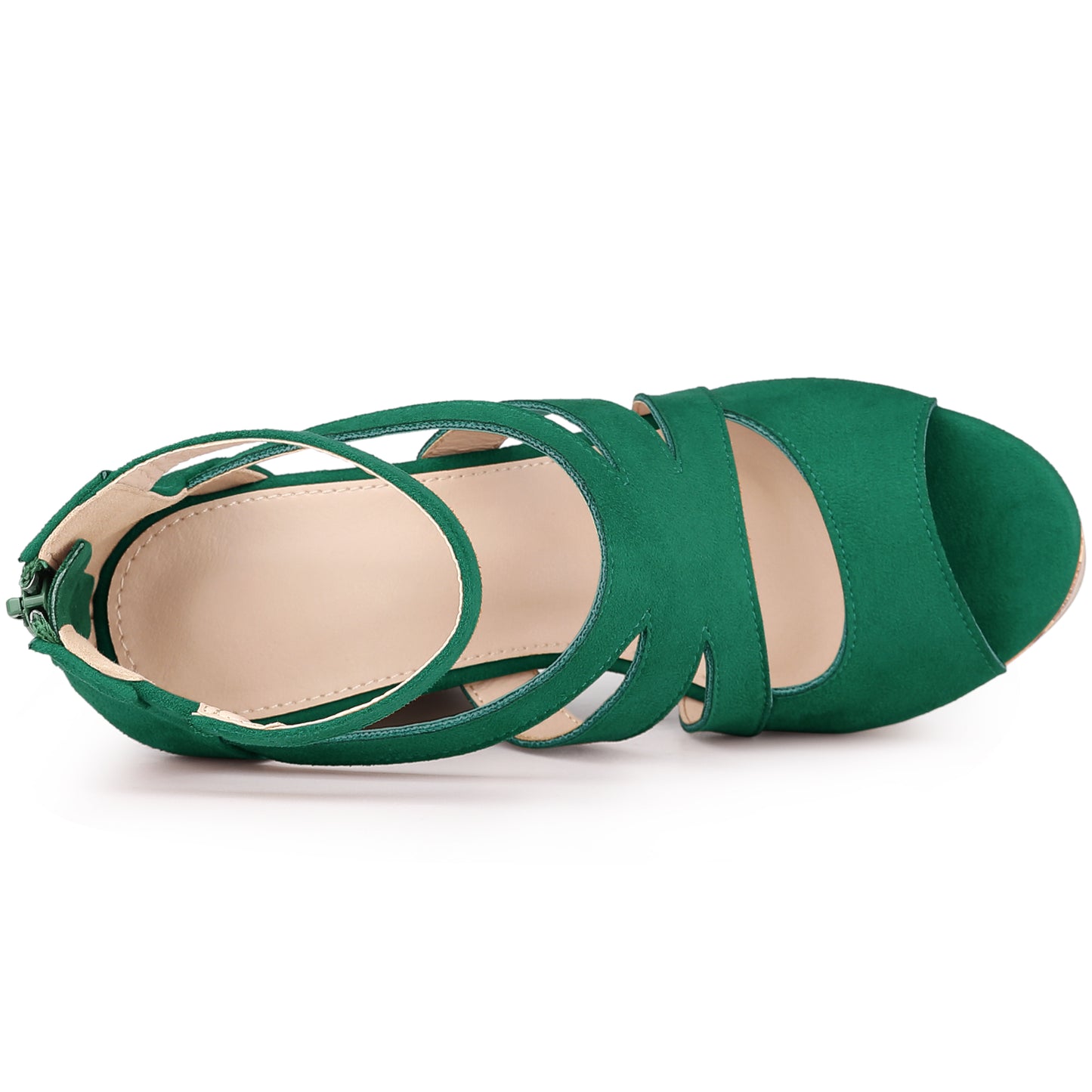Women's Platform Peep Toe Cutout Caged Cork Wedge Heel Sandals