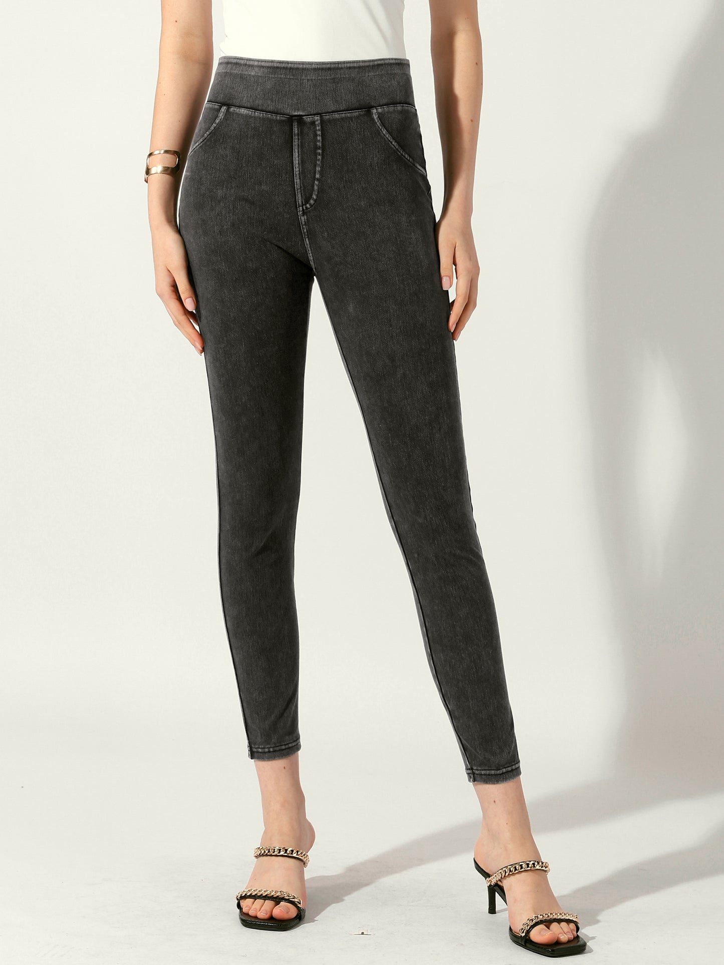 Jeggings elásticos de cintura alta para mujer
