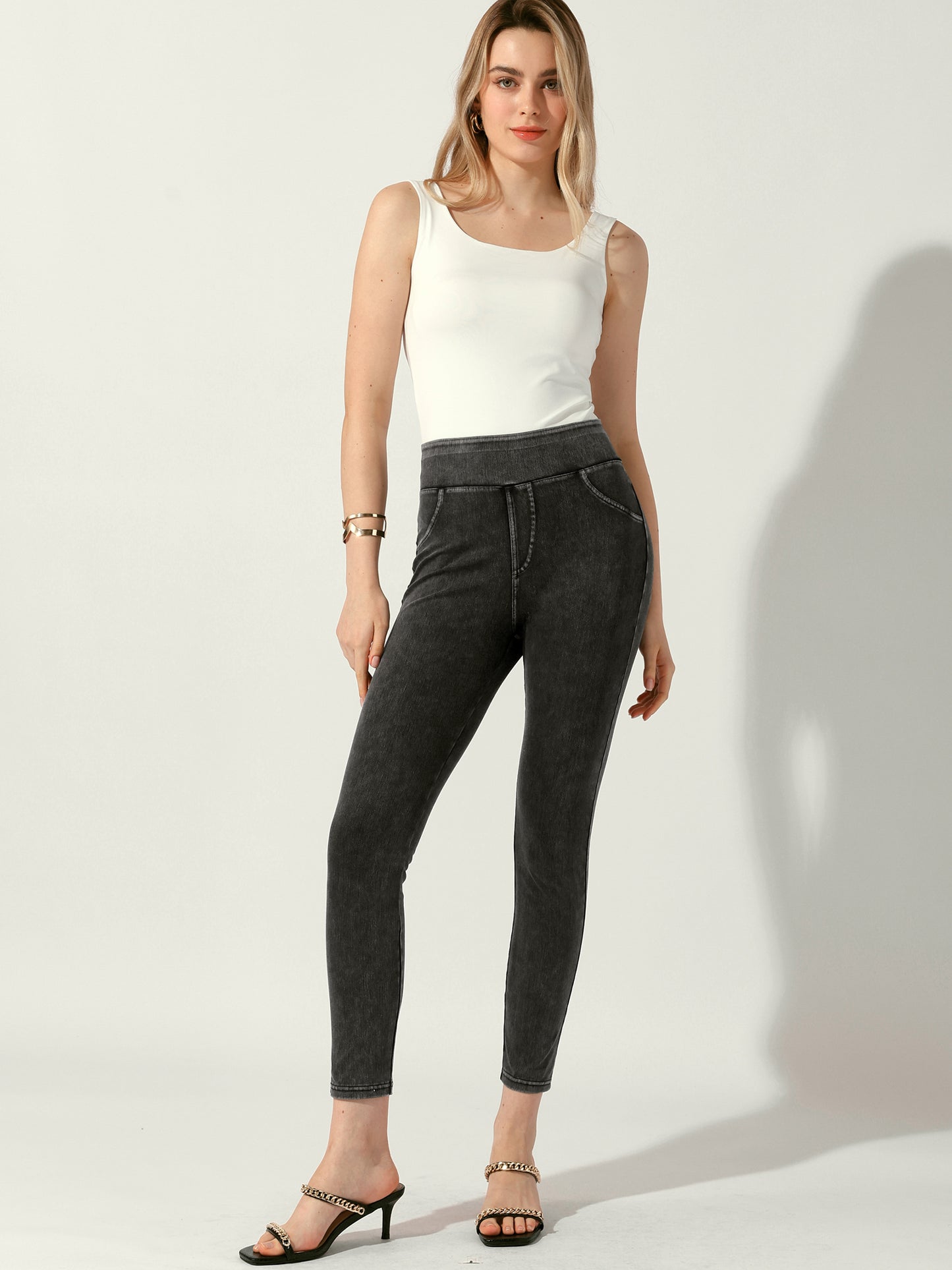 Jeggings elásticos de cintura alta para mujer