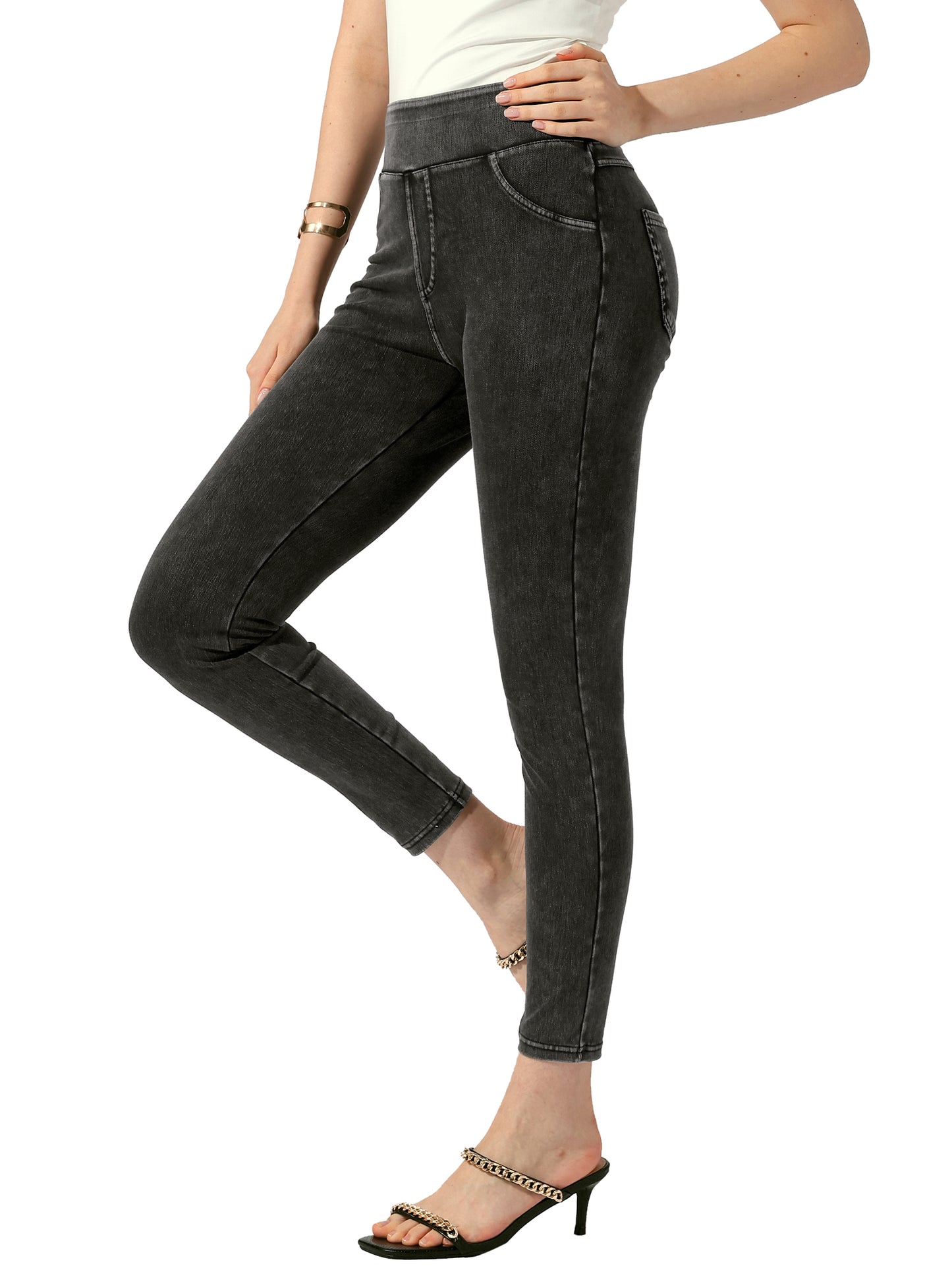 Jeggings elásticos de cintura alta para mujer