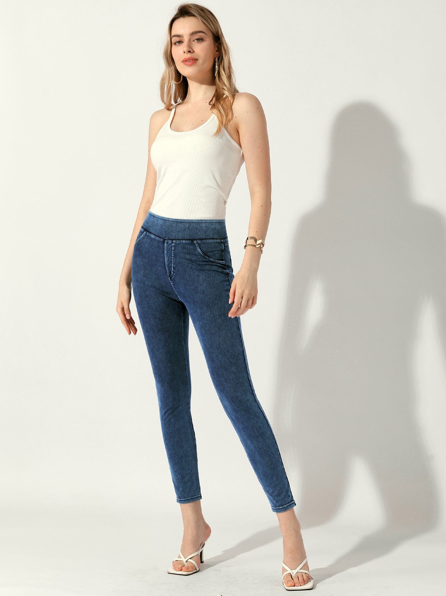 Jeggings elásticos de cintura alta para mujer