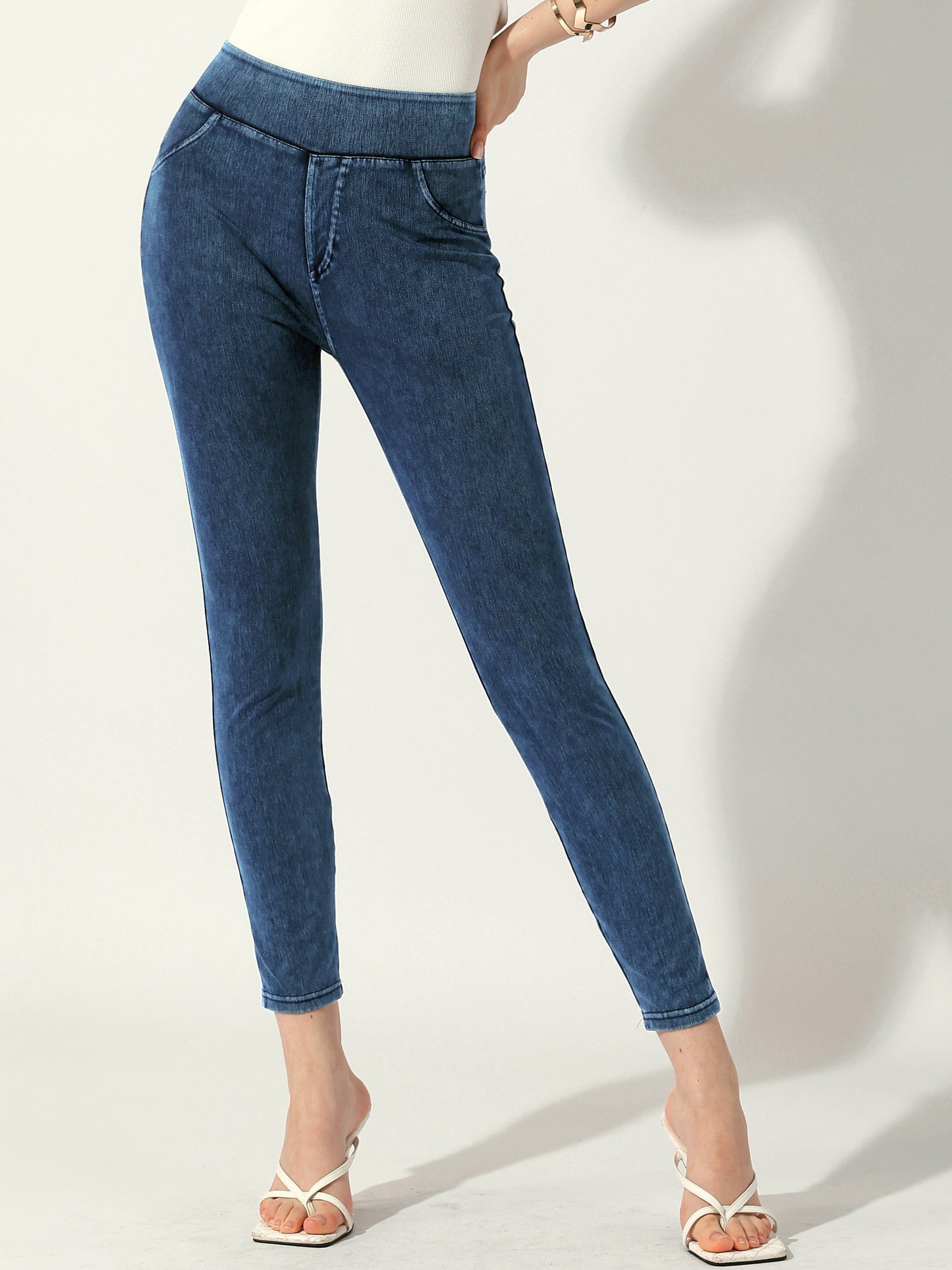 Jeggings elásticos de cintura alta para mujer