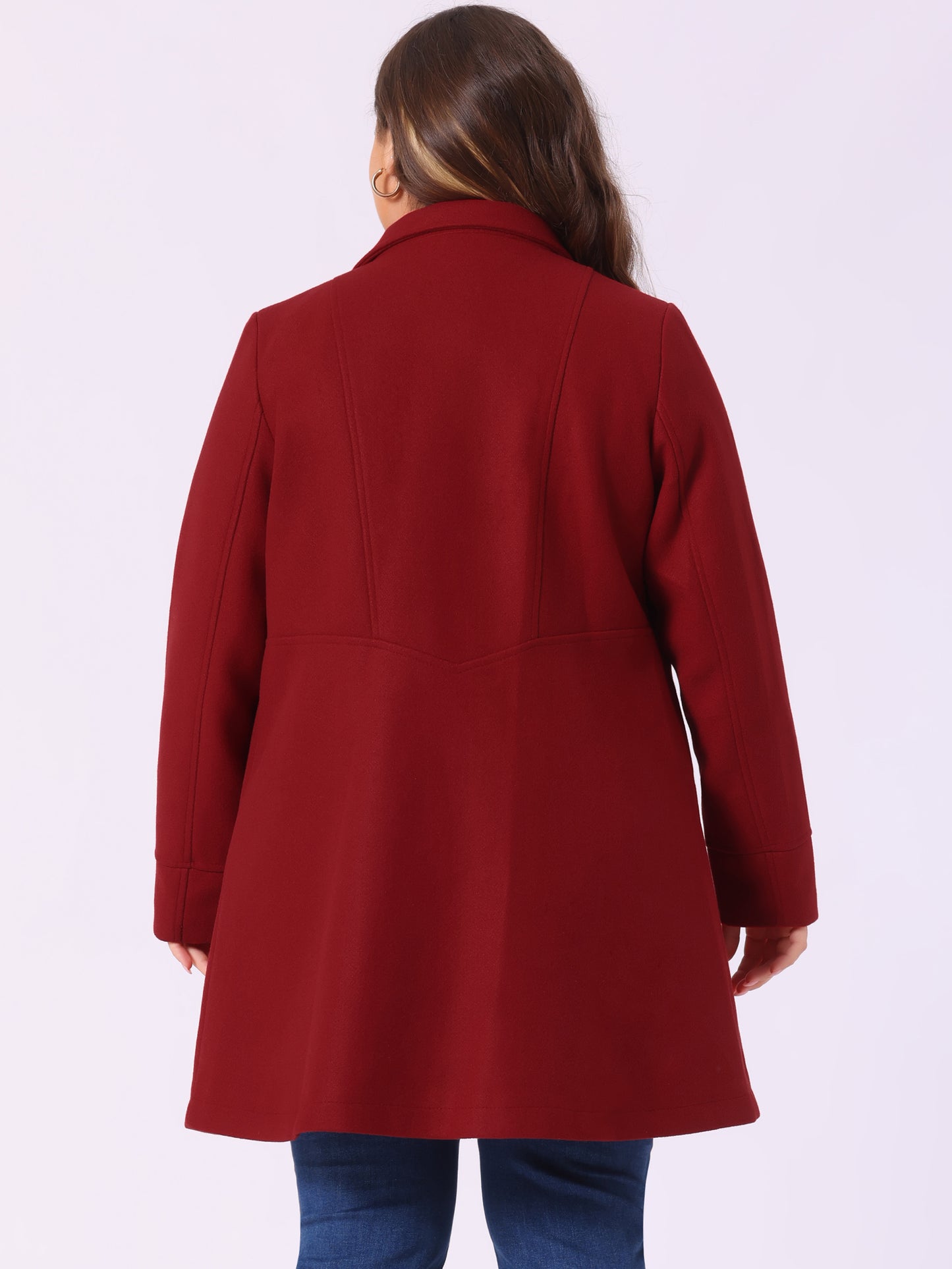 Women's Plus Size Coat A-Line Peter Pan Collar Double Breasted Fall Winter Peacoat