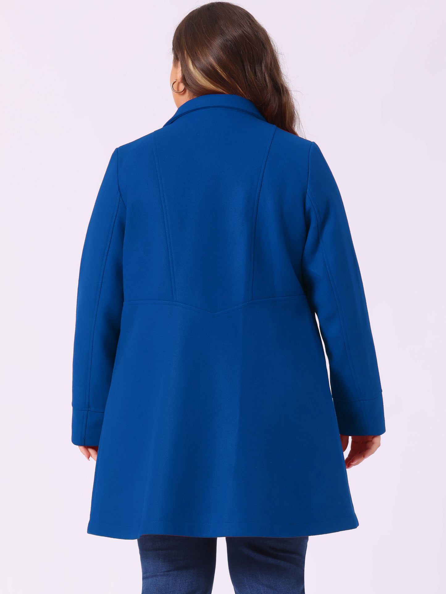 Women's Plus Size Coat A-Line Peter Pan Collar Double Breasted Fall Winter Peacoat