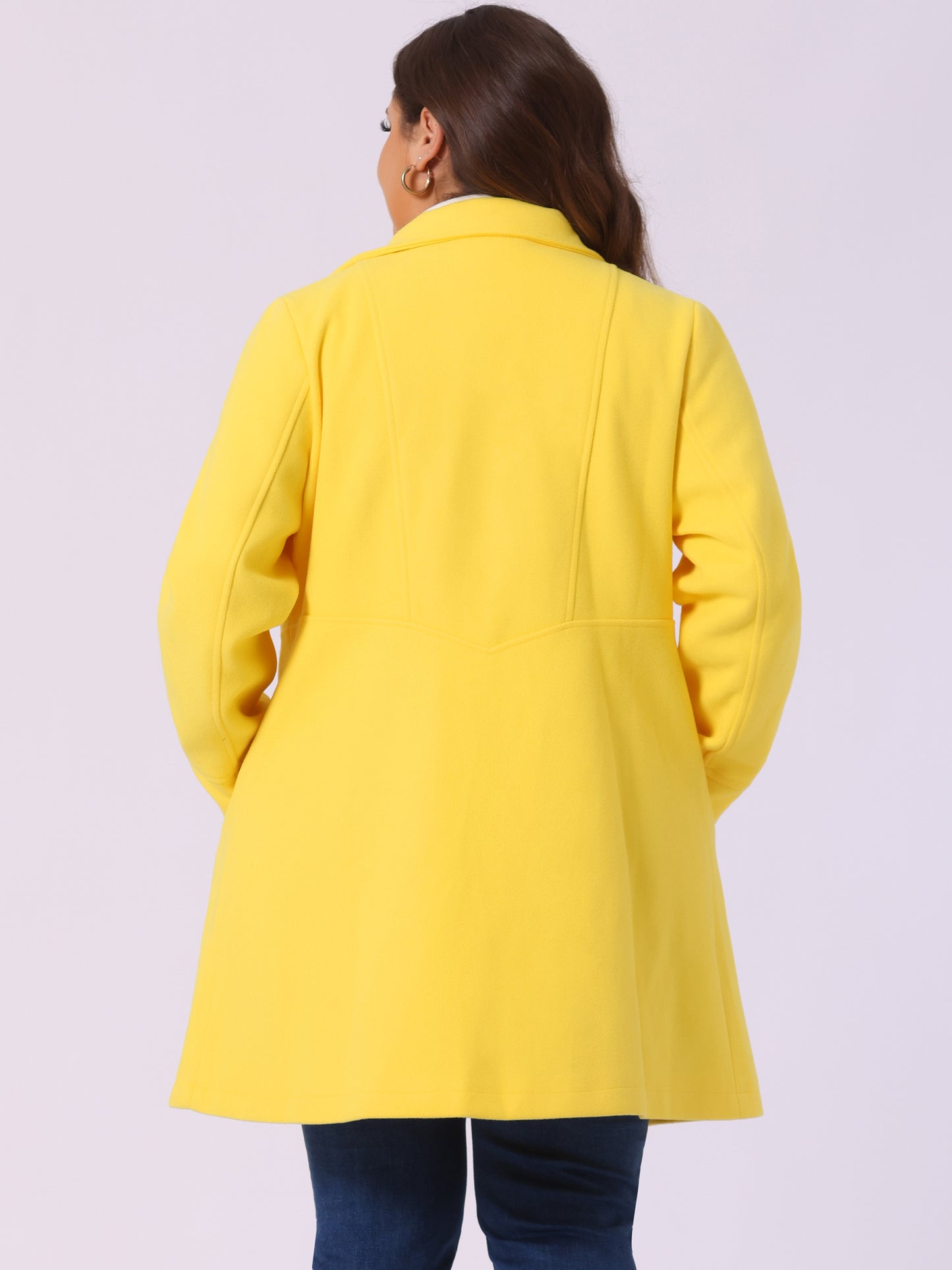 Women's Plus Size Coat A-Line Peter Pan Collar Double Breasted Fall Winter Peacoat