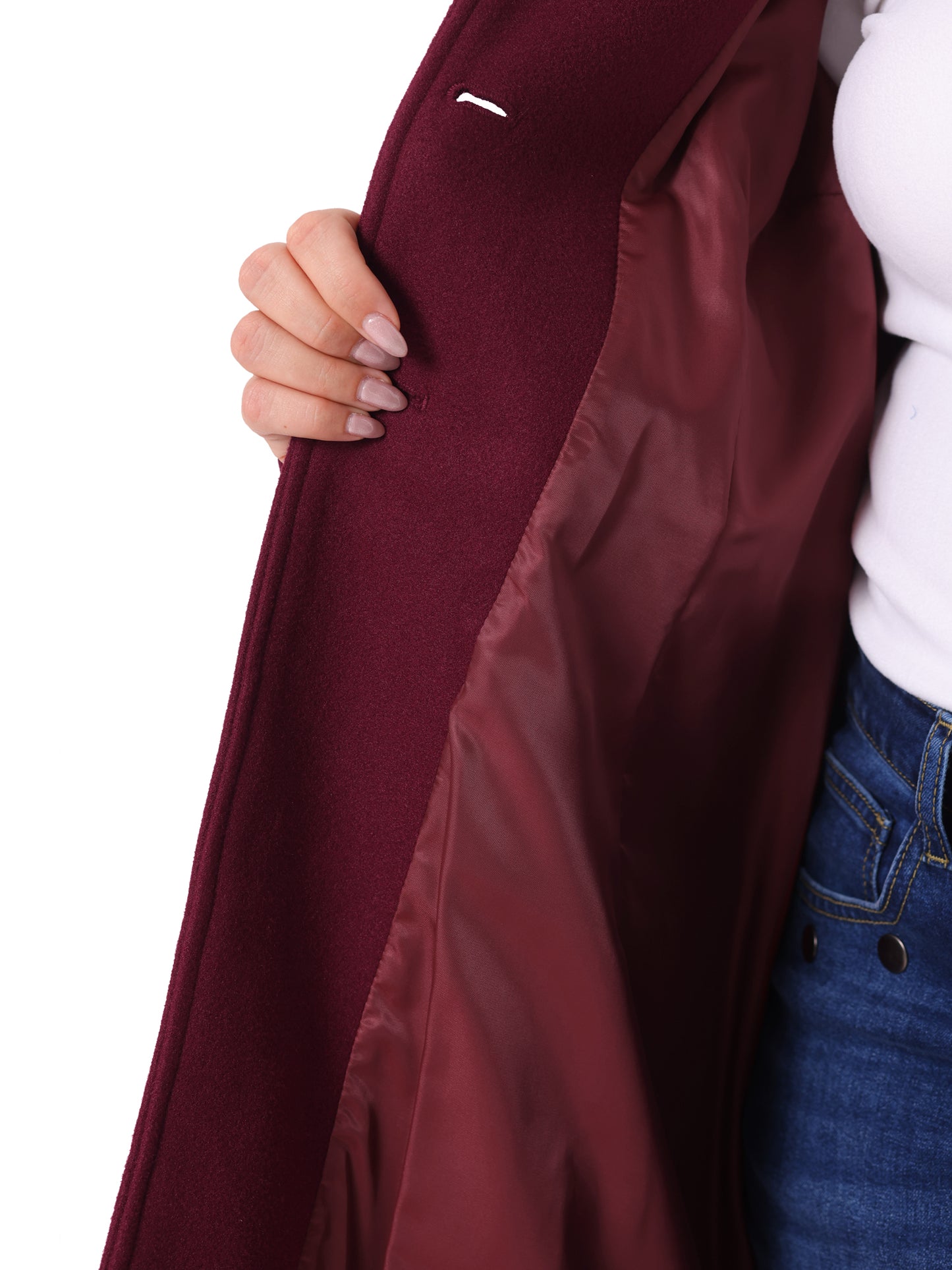 Women Plus Size Coat Fall Winter Classic Single Breasted Pea Trench Long Coat with Pockets