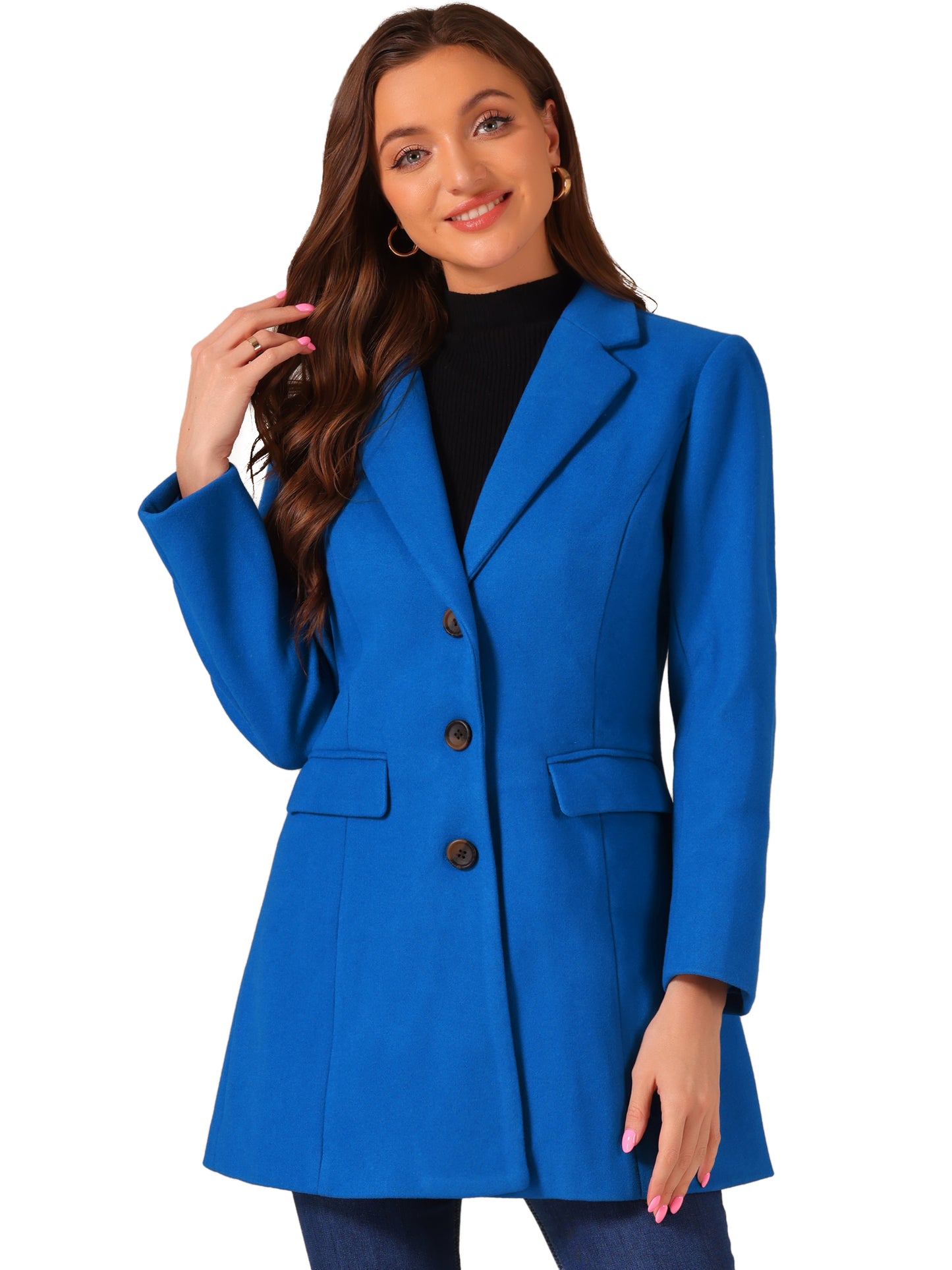 Women's Winter Coats Single Breasted Long Trench Coat Jackets, Deep Colors