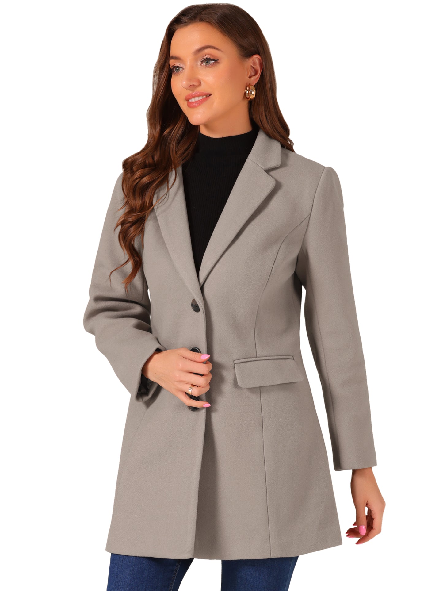 Women's Winter Coats Single Breasted Long Trench Coat Jackets, Deep Colors