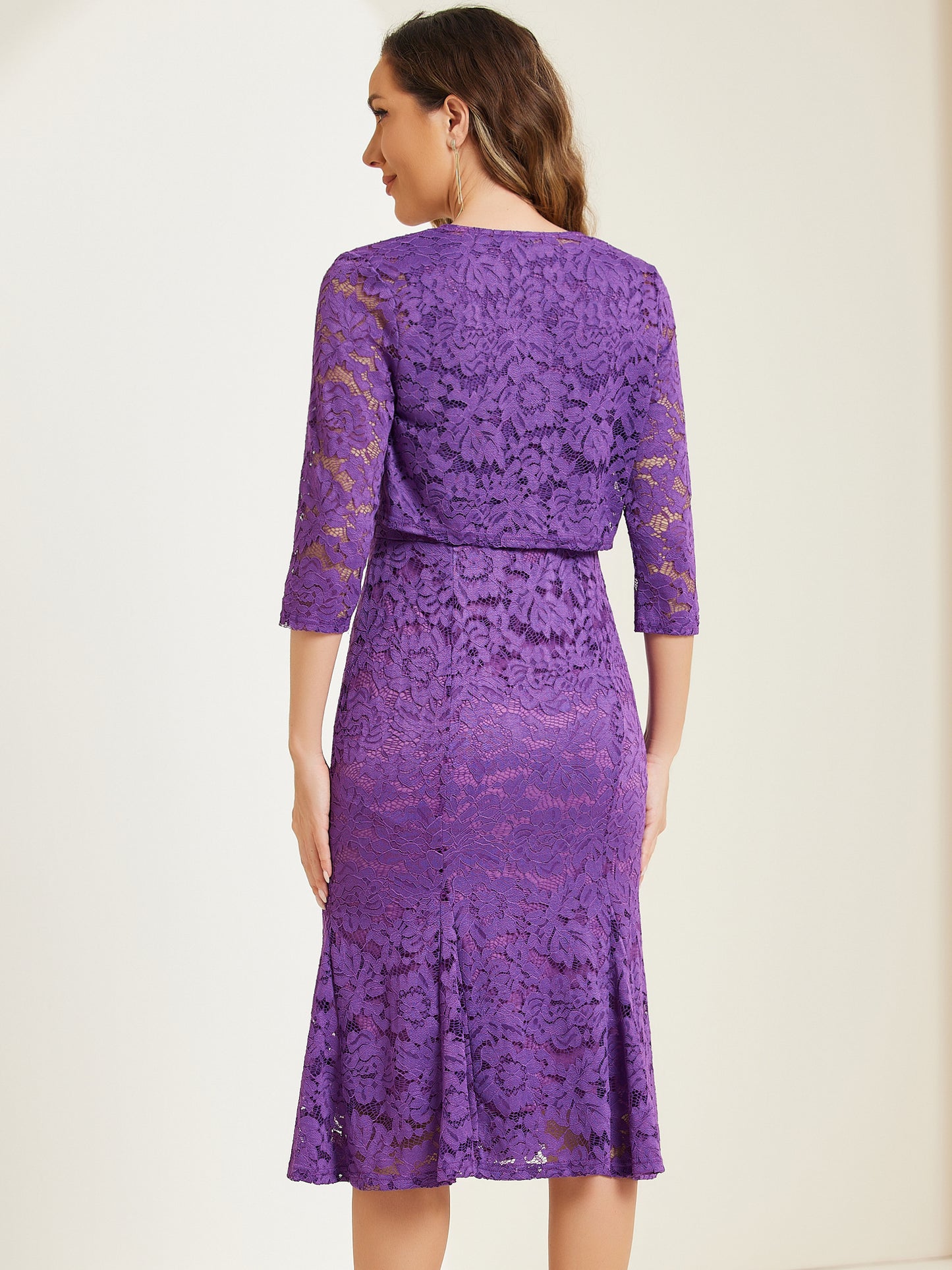 Women's 2 Pieces Wedding Guest Sleeveless Evening Lace Dress