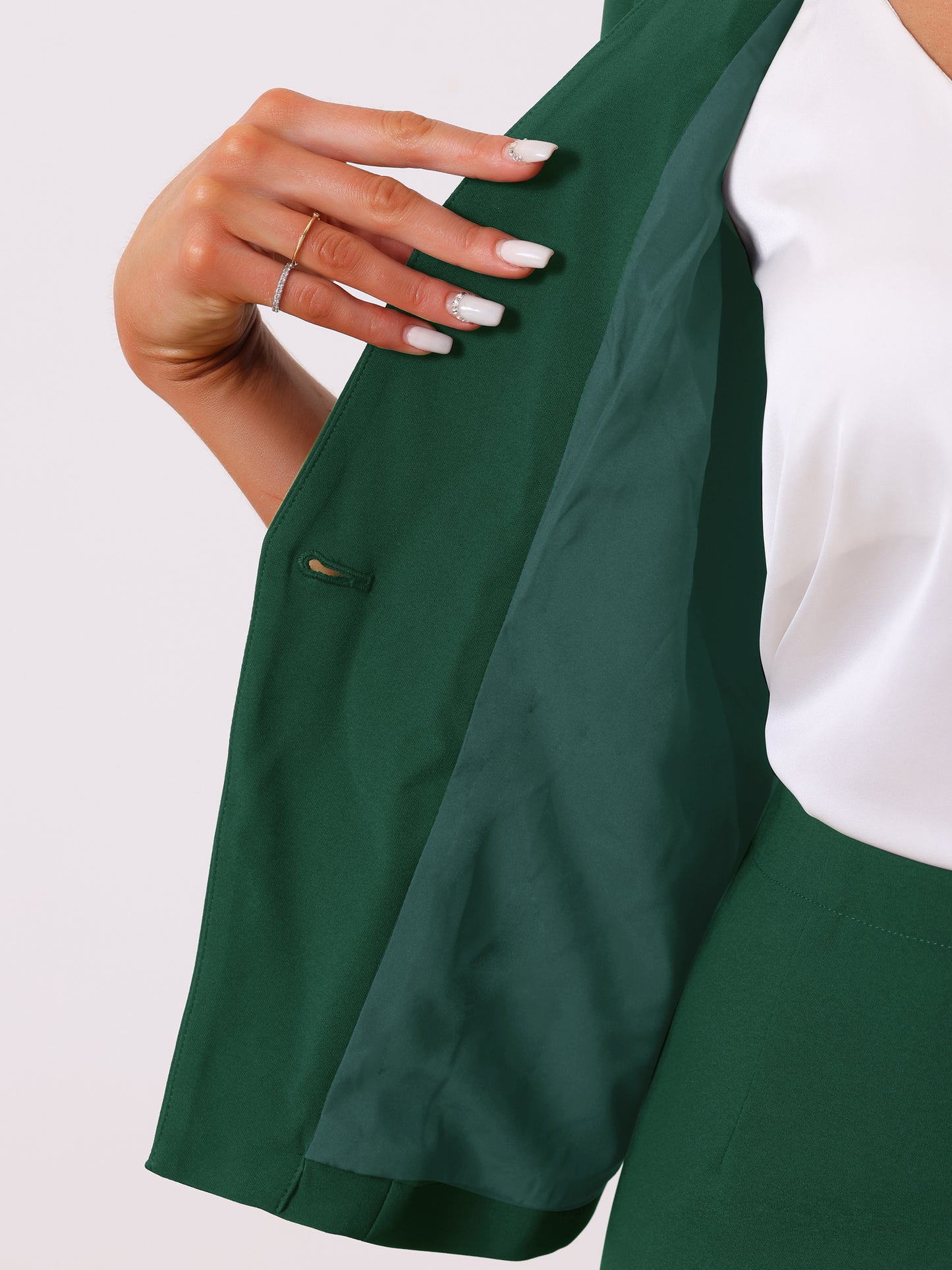 Women's 2 Piece Business Skirt Suit Set Office Work Collarless Blazer Pencil Skirt