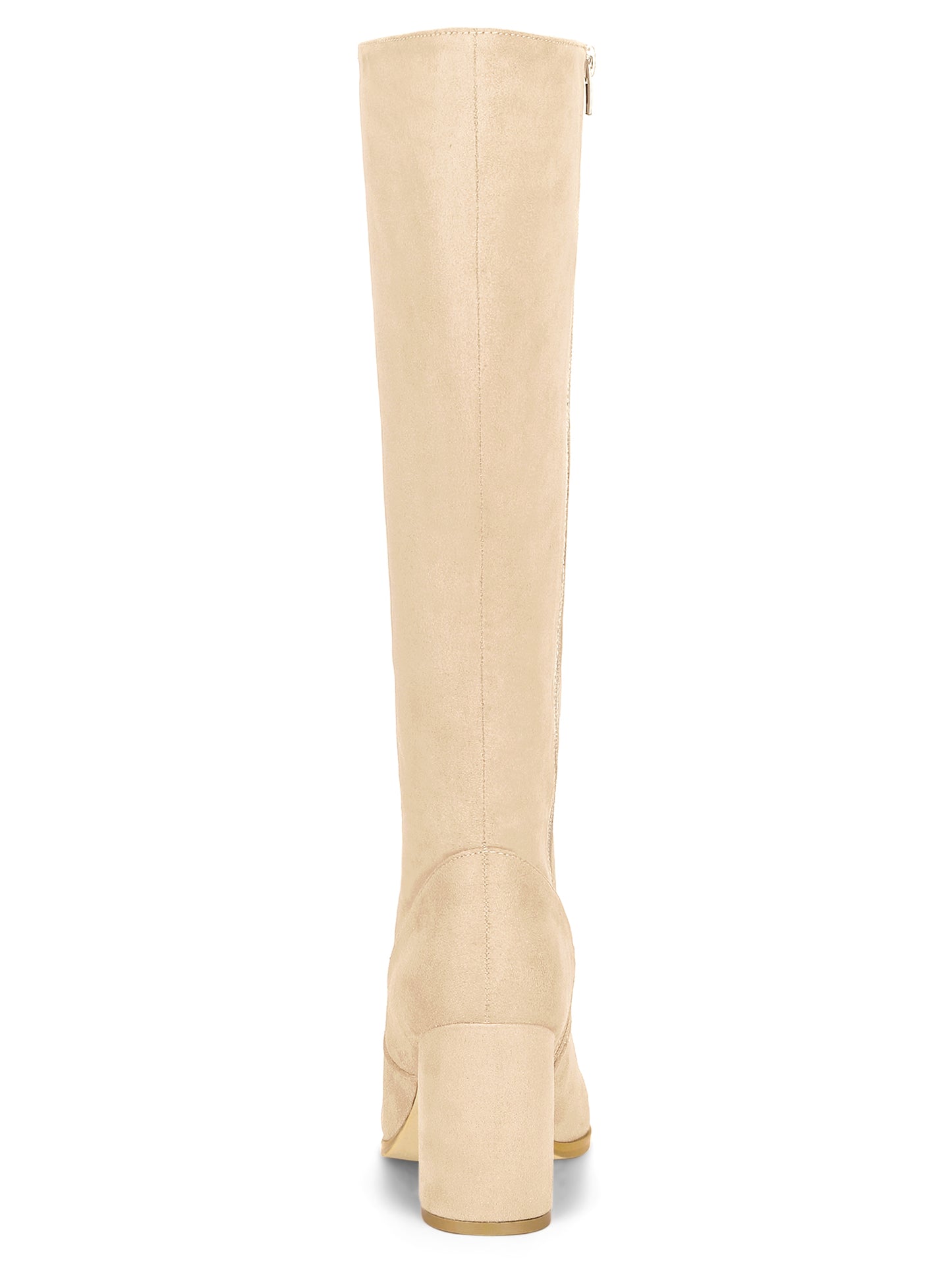 Women's Side Zipper Knee High Boots Chunky Heel Knee Boots, Light Colors