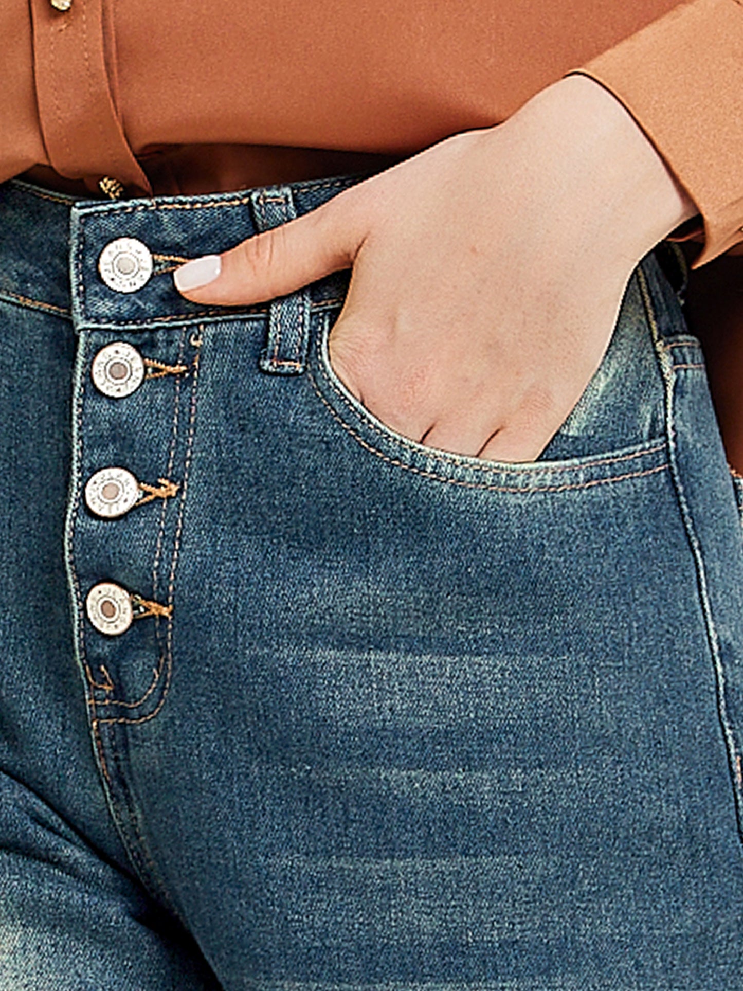Women's Wide Leg Jeans High Waisted Straight Leg Jeans Buttoned Denim Pants with Pocket