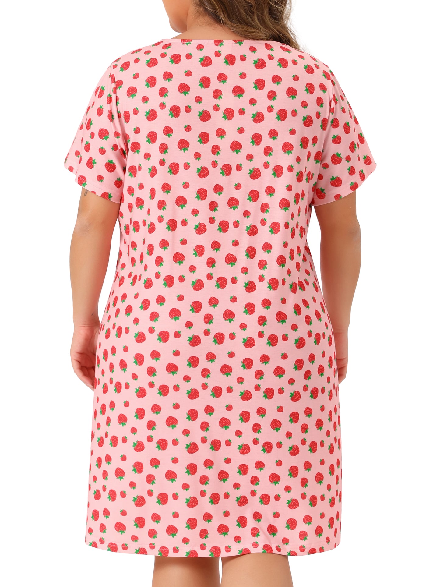 Women Plus Size Loungewear V Neck Lace Panel Sleepwear Nightgown