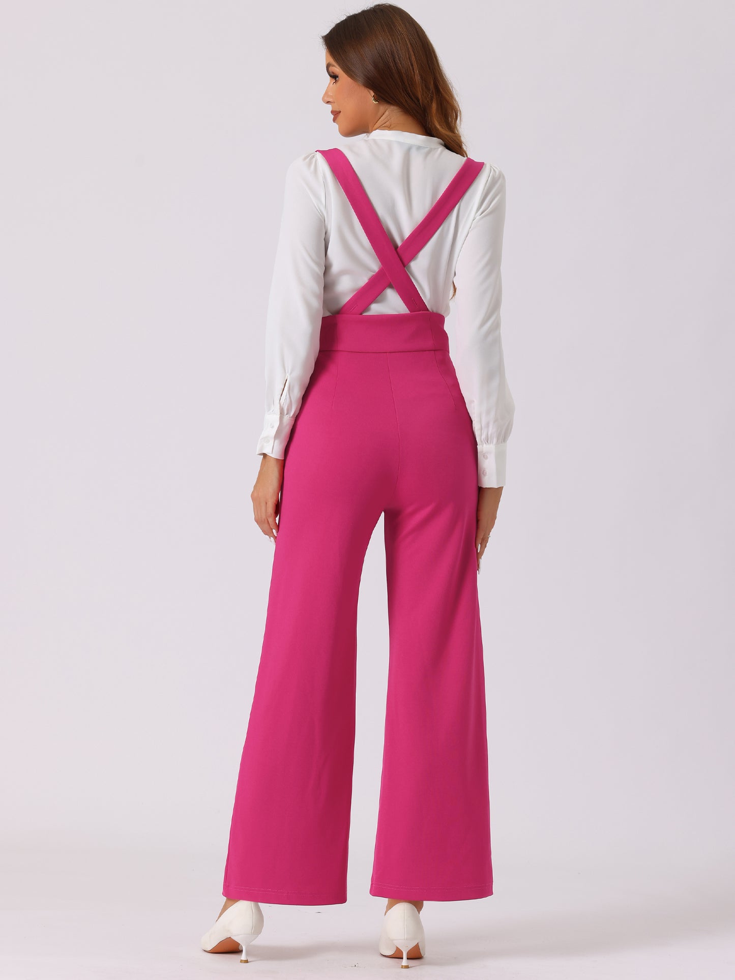 Women's Casual Office Overall Adjustable Straps Wide Leg Suspenders Jumpsuits